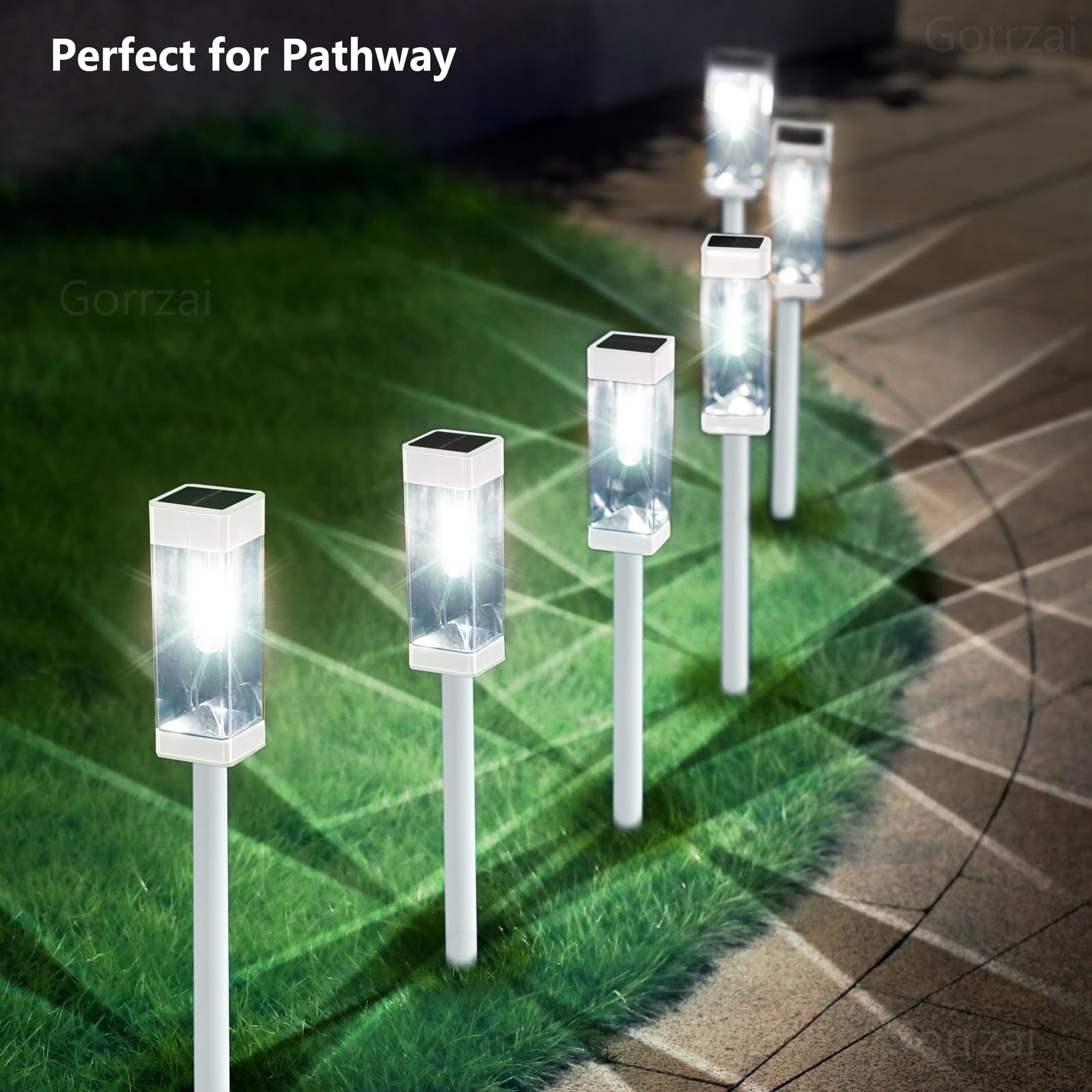 Solar Pathway Lights 8 Pack Solar Outdoor Lights, Upgraded Stainless Steel Garden Lights with LED Tungsten Filament Bulb, Waterproof Solar Power Driveway Lights for Landscape Walkway Yard Lawn