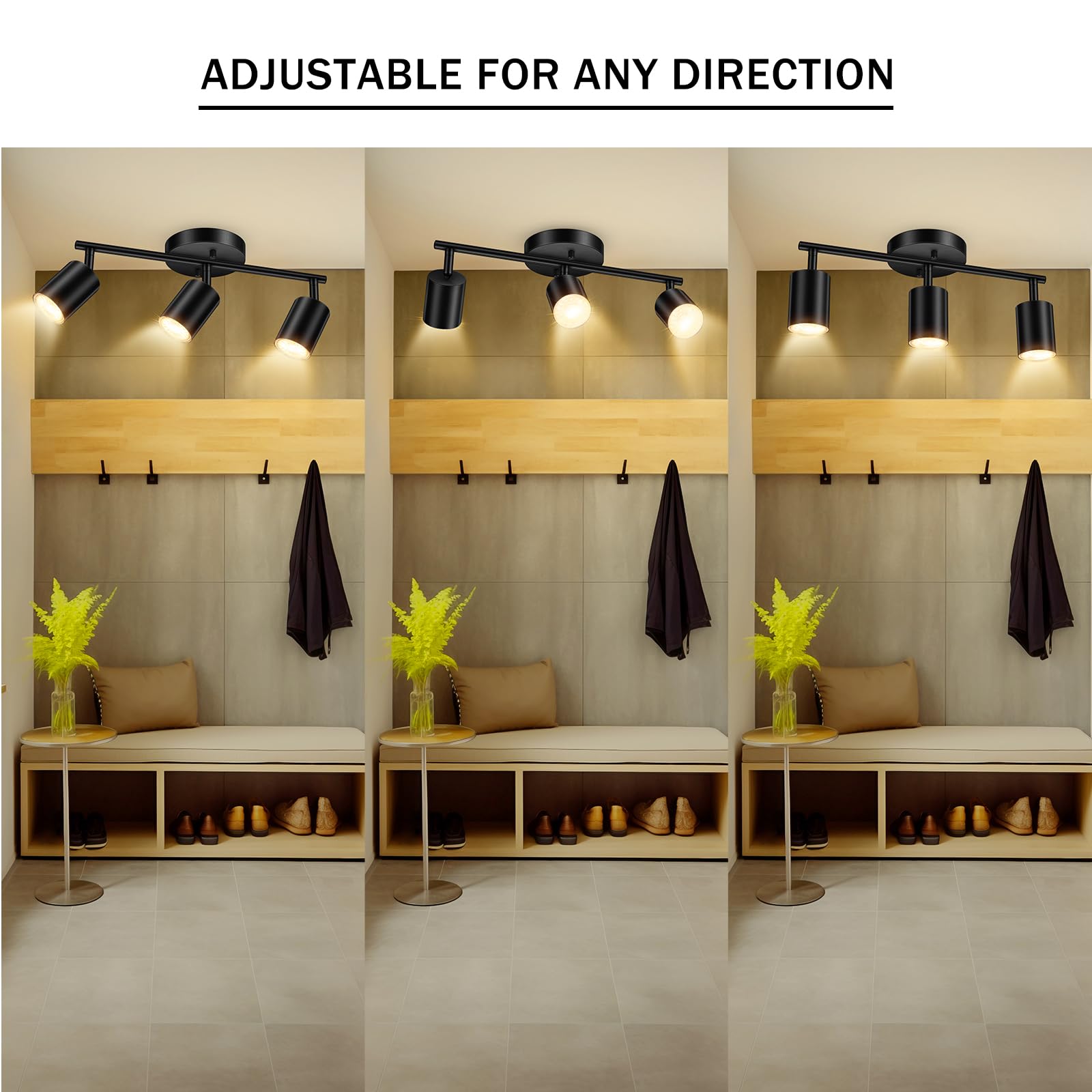 LED 2 Light Track Lighting Kit, Black 2 Way Ceiling Spot Lighting, Flexibly Rotatable Light Head for Kitchen, Living Room, Bedroom, GU10 Bulb Not Included