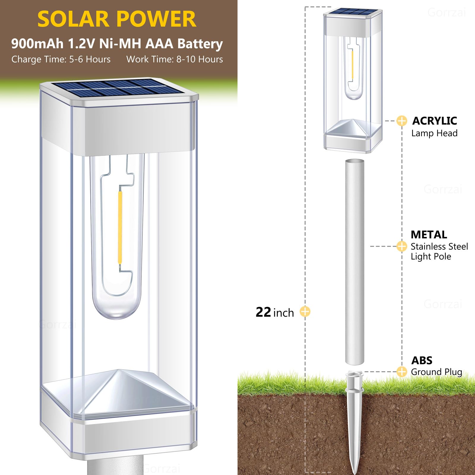 Solar Pathway Lights 8 Pack Solar Outdoor Lights, Upgraded Stainless Steel Garden Lights with LED Tungsten Filament Bulb, Waterproof Solar Power Driveway Lights for Landscape Walkway Yard Lawn