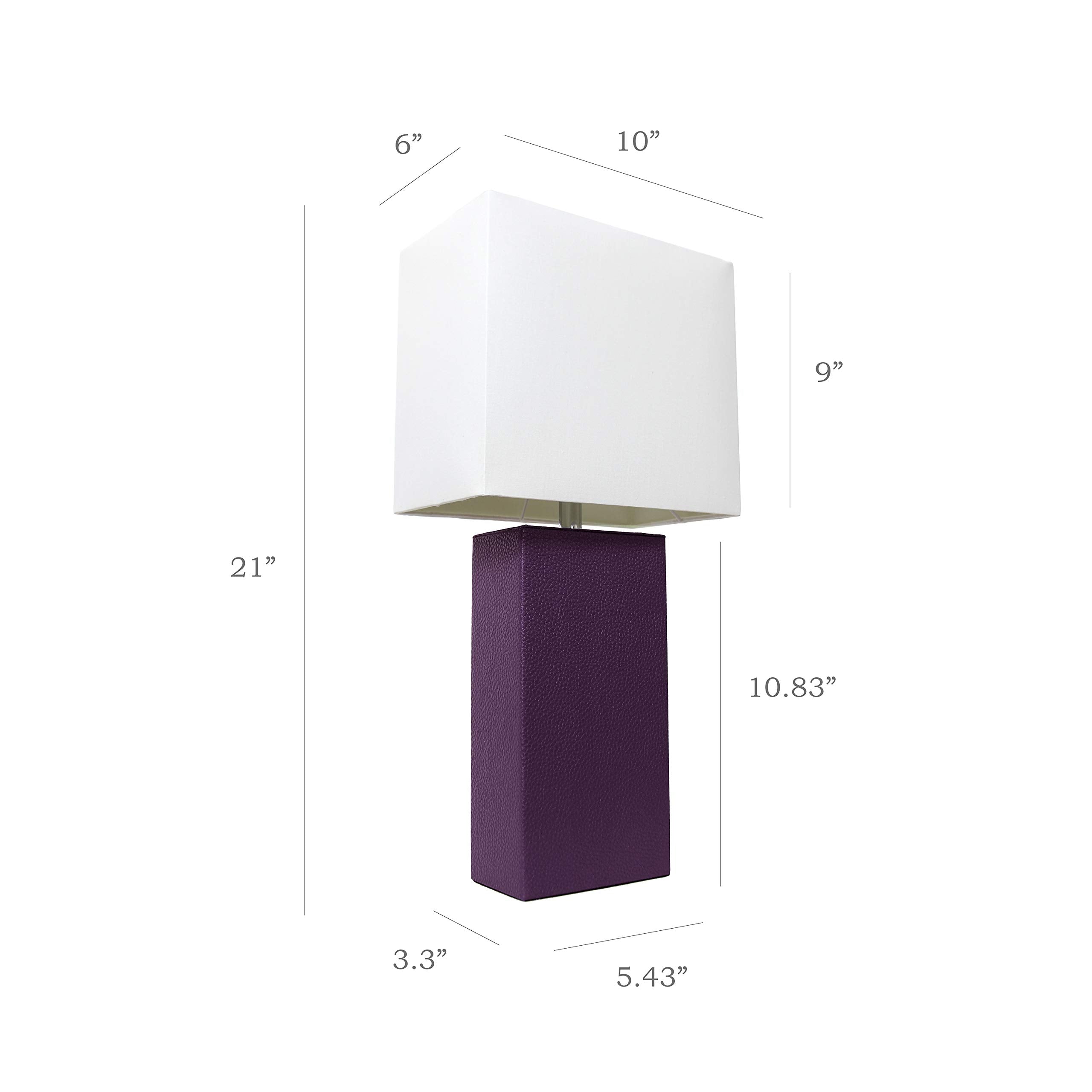 Modern Leather Table Lamp with White Fabric Shade, Gray (Pack of 1)