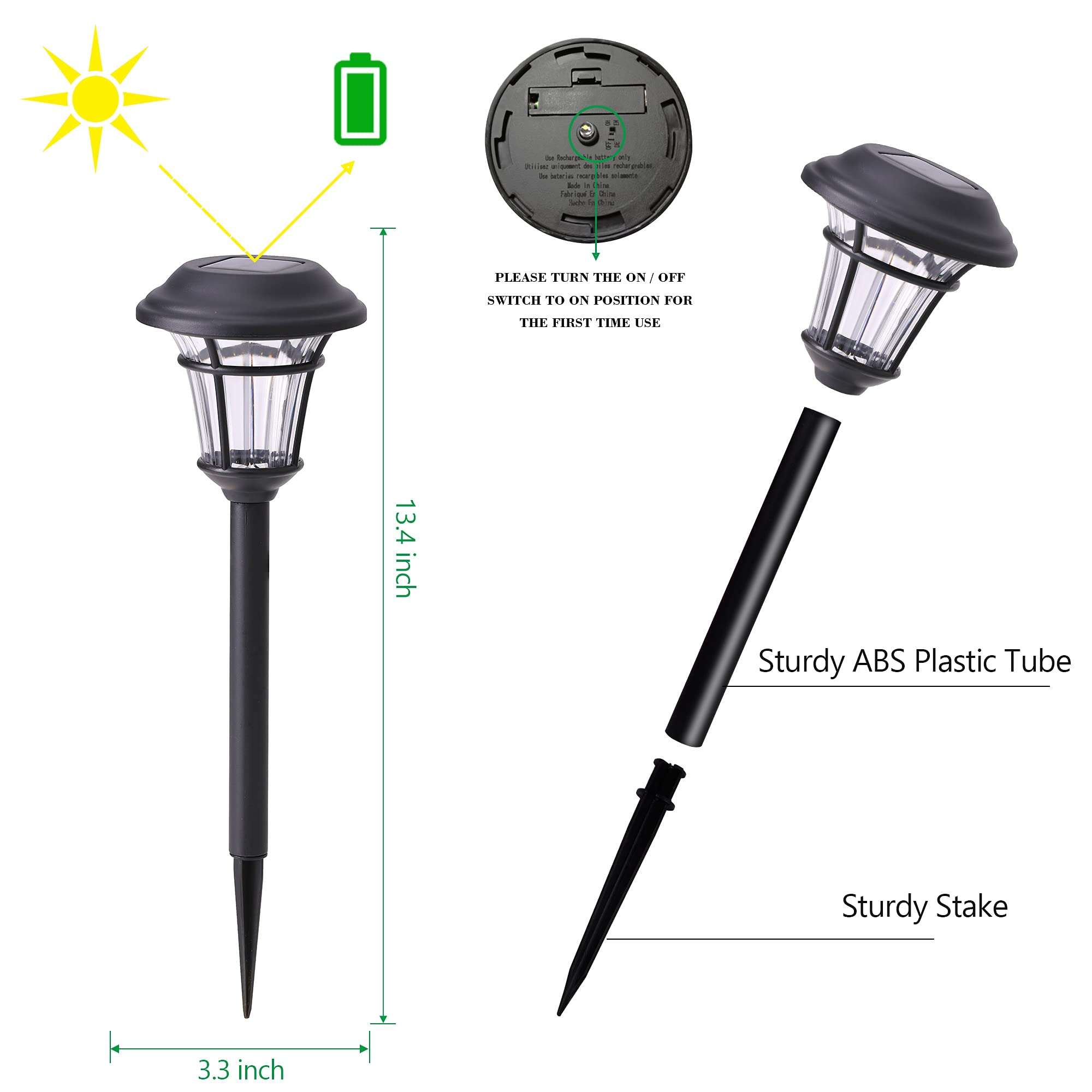 12 Pack Solar Pathway Lights Outdoor Solar Garden Lights for Patio, Yard, Driveway