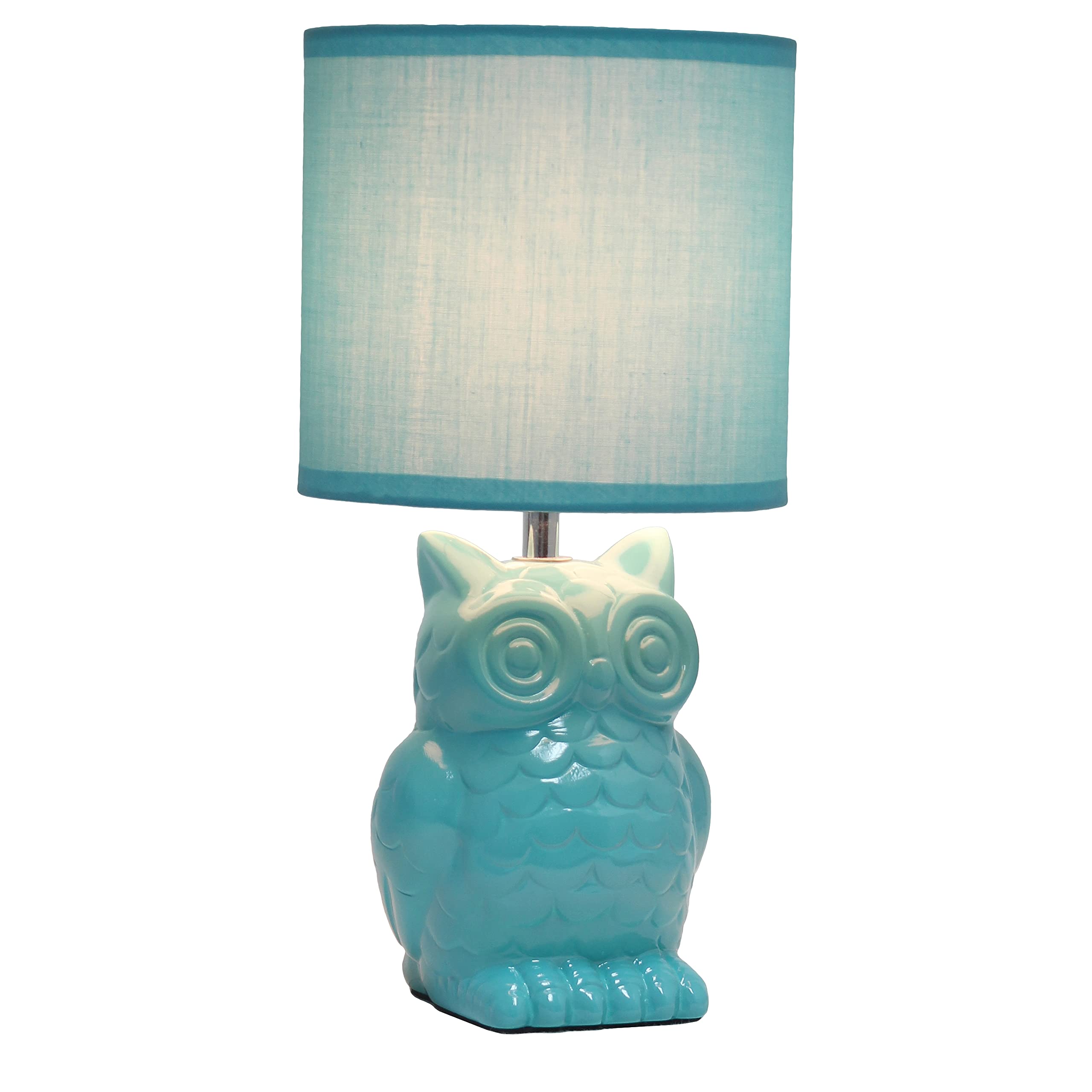 12.8" Tall Contemporary Ceramic Owl Bedside Table Desk Lamp w Matching Fabric Shade for Decor, Bedroom, Nightstand, Living Room, Entryway, Kids' Room, Nursery, Sage Green