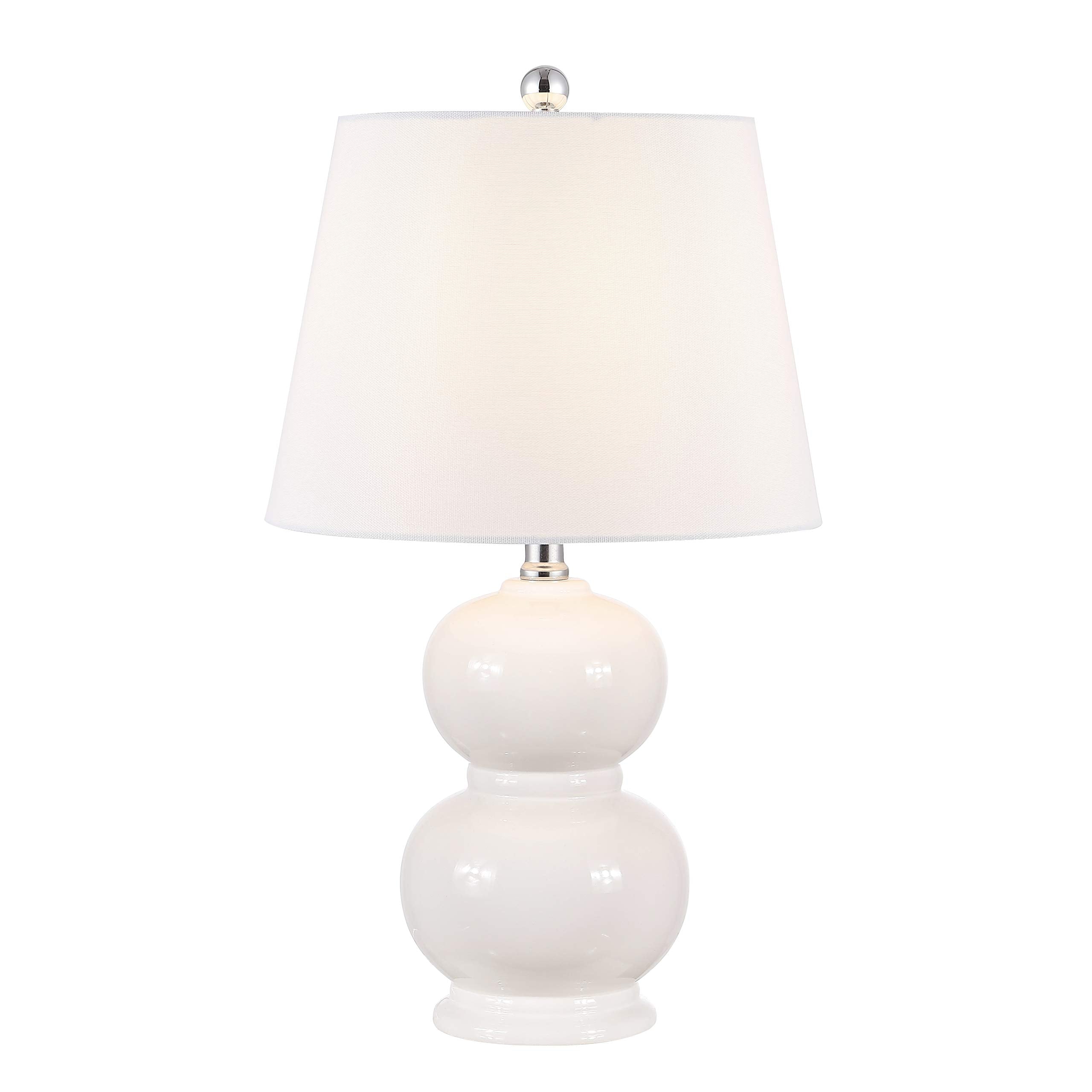 Modern Contemporary Ivory Ceramic Double Gourd 22-inch Bedroom Living Room Home Office Desk Nightstand Table Lamp (LED Bulb Included)