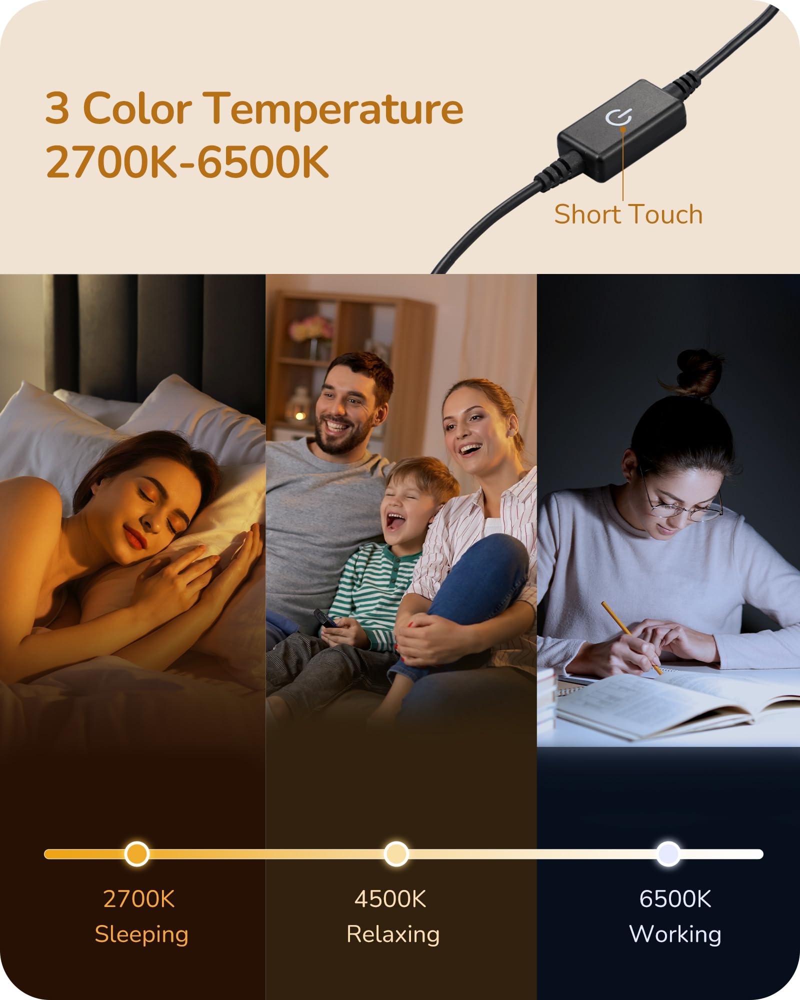 LED Table Lamp, Dimmable Bedside Lamp with 3 Colour Temperature, Touch Controller, Minimalist Lamp for Bedroom, Living Room, Corner Lighting, Gift, Reading, Metal Finish, Gold, 6W