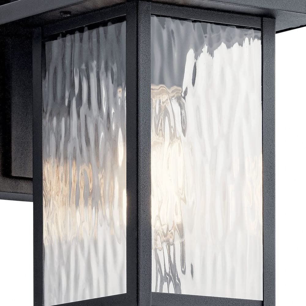 10.25" Outdoor Wall Light in Black, 1-Light Exterior Wall Sconce Porch Light with Clear Water Glass, (10.25" H x 6.5" W), 49924BKT