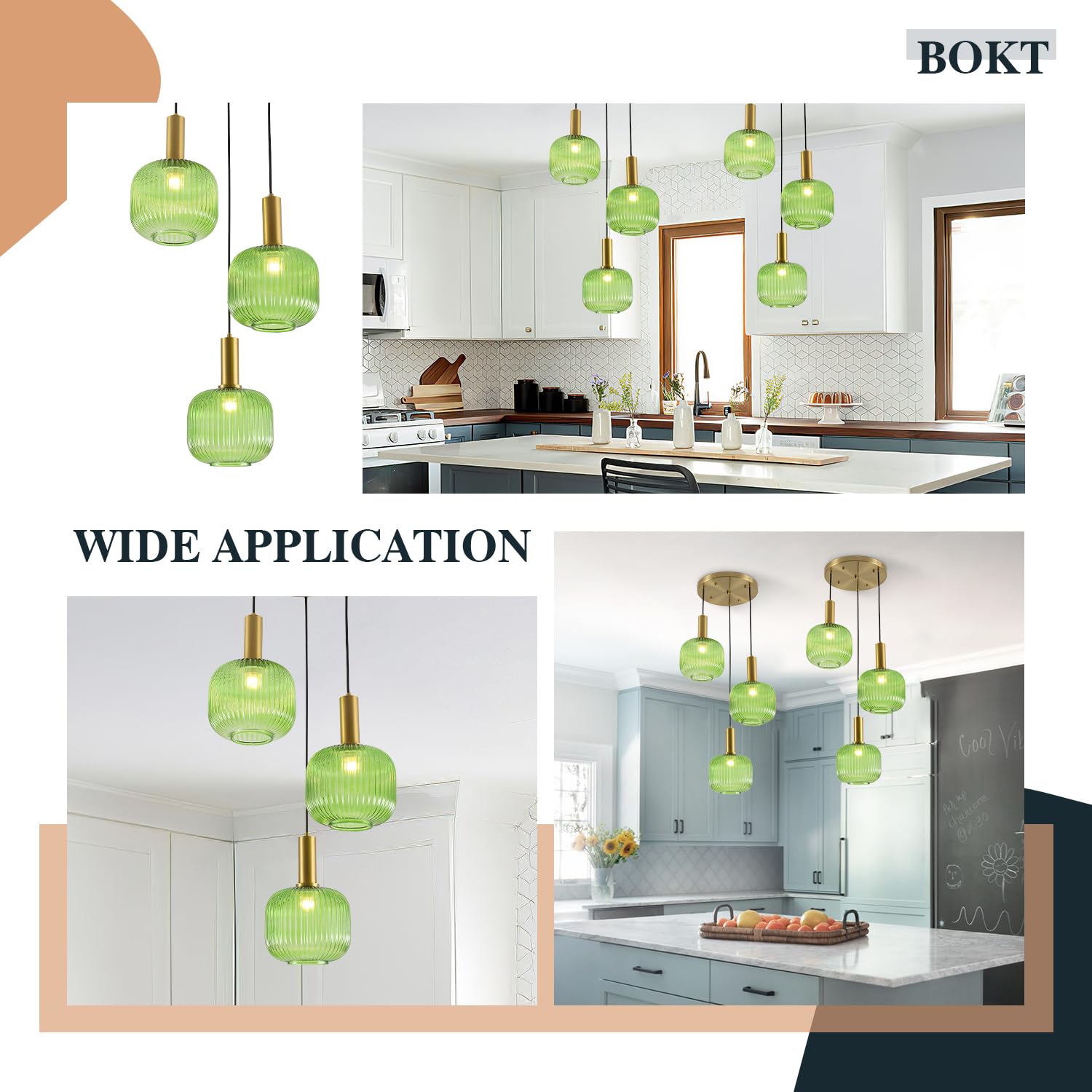 BOKT Modern Smokey Gray Glass Globe Pendant Light Adjustable 3-Light Cluster Pendant Lights Open Glass Kitchen Island Pendant Chandelier Vintage Multi Light Pendant Lighting Cluster Chandeliers