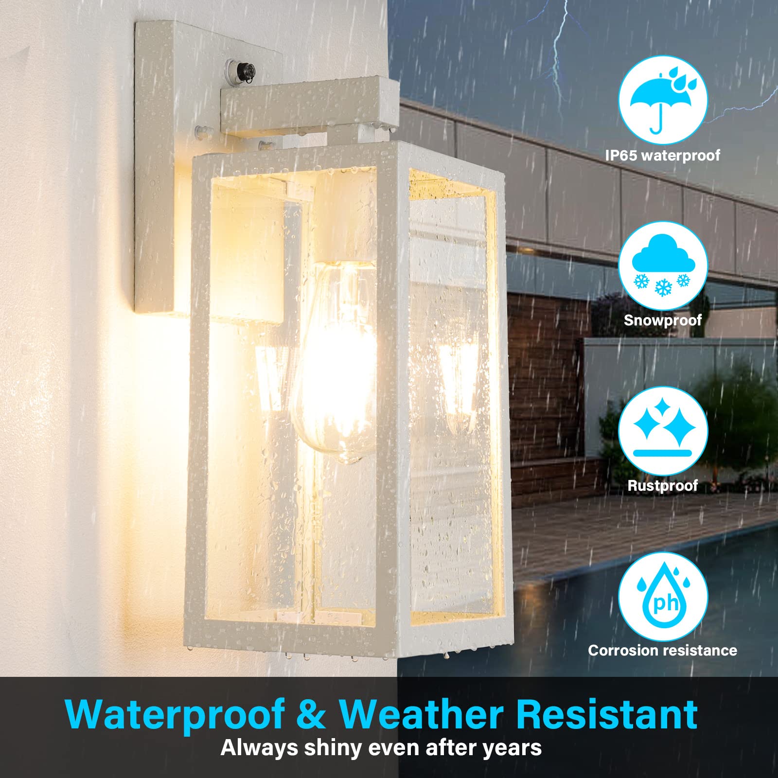 Sensor Outdoor Wall Sconce, Exterior Wall Lantern Fixture with E26 Base, Wall Mount Waterproof Wall Lamp for Porch, Doorway