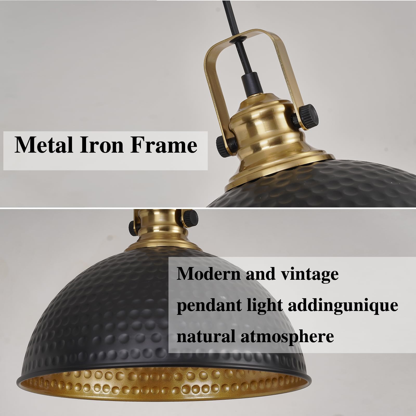 Black Pendant Lights Kitchen Island Industrial Pendant Light Fixtures Dome Kitchen Island Lights Metal Shade Modern Pendant Lighting for Bar Farmhouse Dining Room Bedroom Hallway（3 Packs）