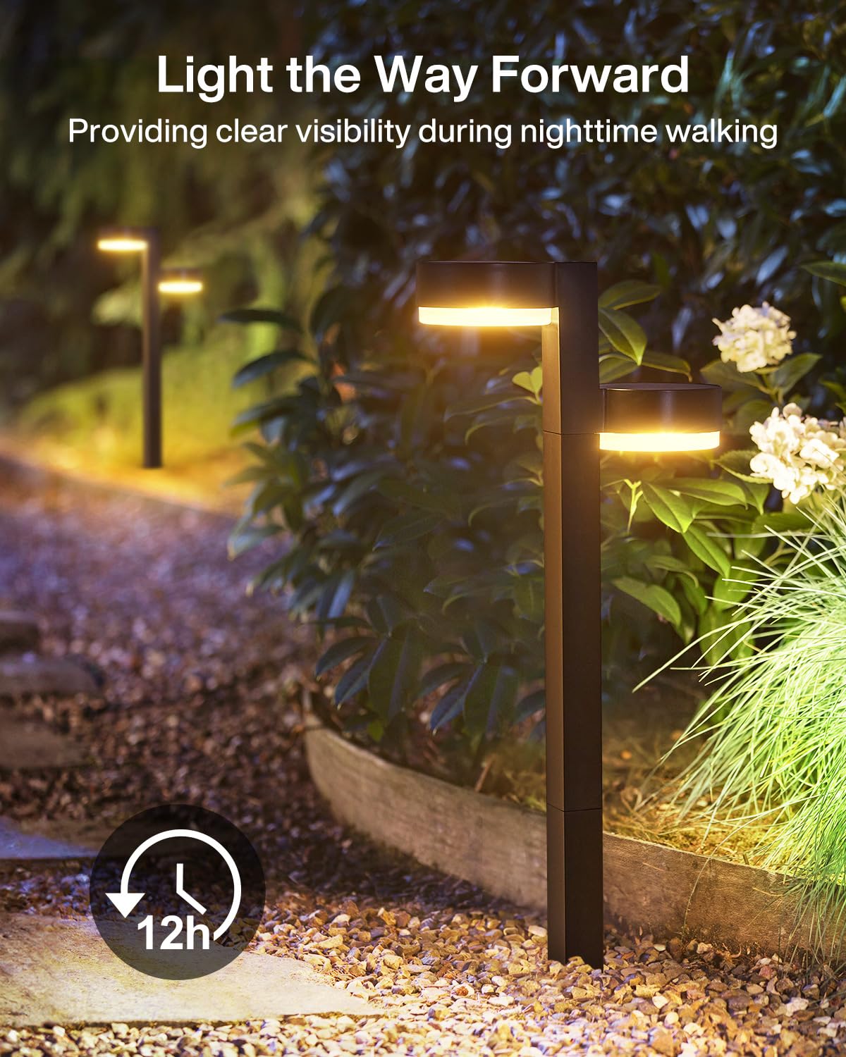 Solar Pathway Lights Outdoor Waterproof, 4 Pack Dual-Head Solar Lights Outdoor, 2X Brighter 24 LED Outdoor Solar Garden Lights for Yard Path Landscape Walkway Driveway Lights Solar Powered