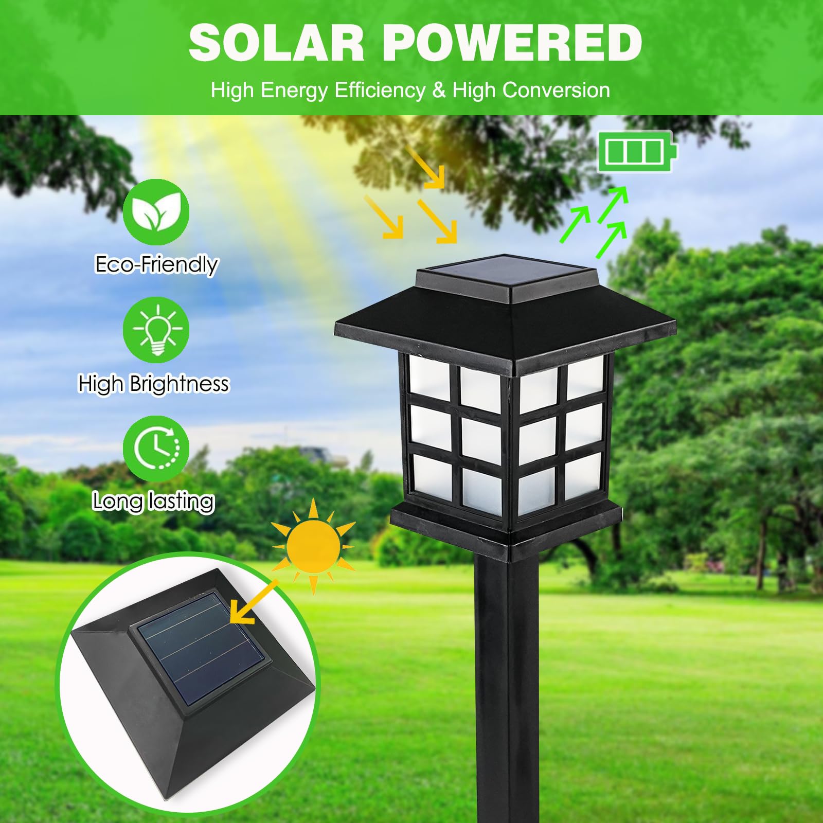 12-Pack Solar Garden Lights (Upgraded Long Lasting), Solar Lights Outdoor Waterproof, Auto On/Off, Pathway Solar Lights for Outside Yard Patio Walkway Driveway Landscape Lawn Decorations (Warm White)