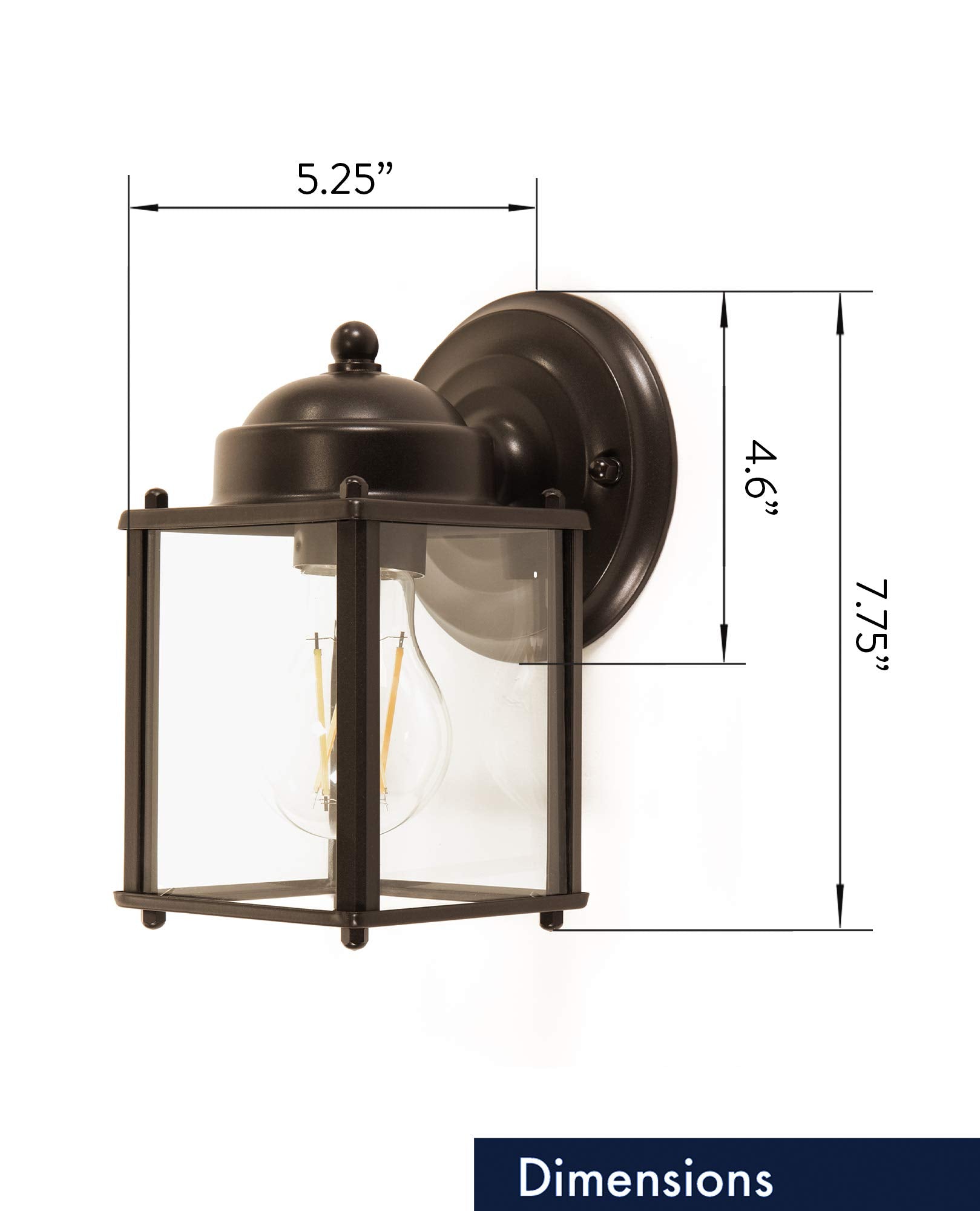 Outdoor LED Square Coach Light for Porch, Patio, Deck, Barn, Wet Location, Built in LED Gives 60W of Light from 9.5W of Power, 800 Lumens, 3K, Durable Nickel Finish & Clear Glass