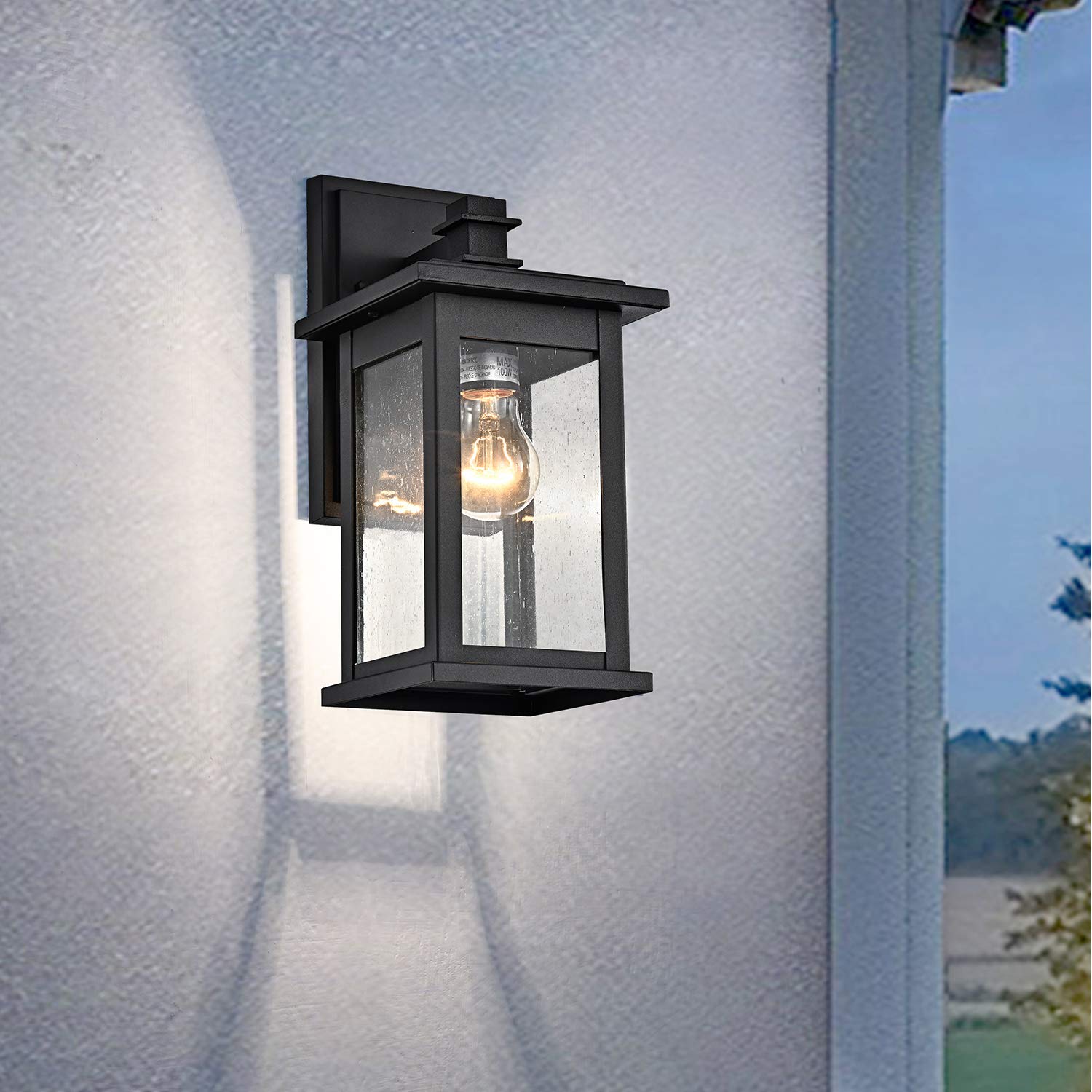 Outdoor Wall Sconce 2 Pack, 14.5 Inch Black Exterior Wall Mount Light Fixtures, Farmhouse Outside Lights for House, Garage, Porch, Patio, Yard, Hallway