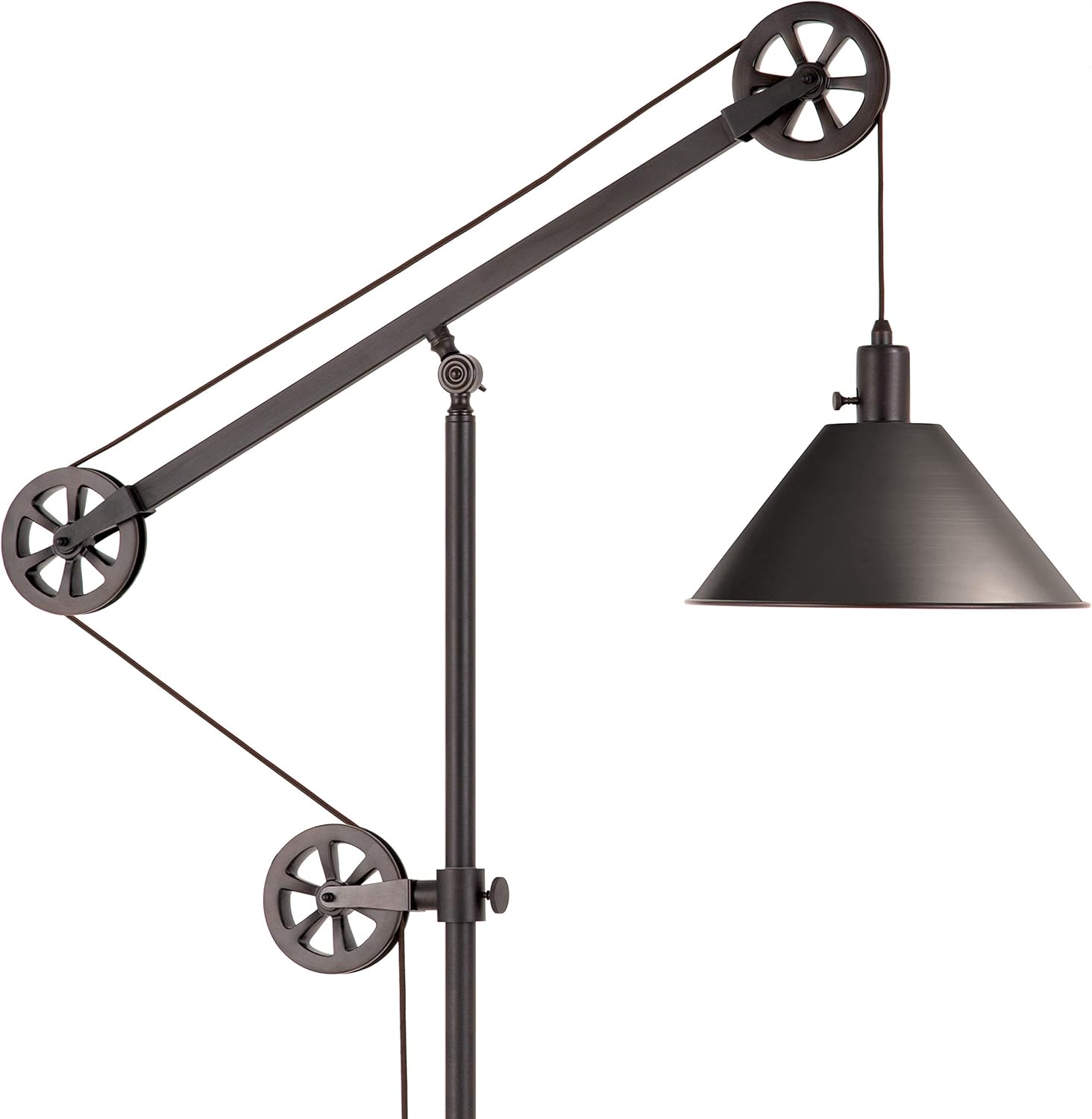 Floor Lamp with Metal Shade in Blackened Bronze/Blackened Bronze, Floor Lamp for Home Office, Bedroom, Living Room