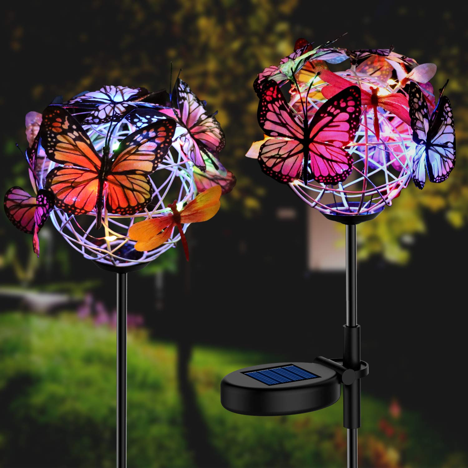 Solar Powered Butterfly Garden Stake Lights (2 Pcs Butterfly Lights)