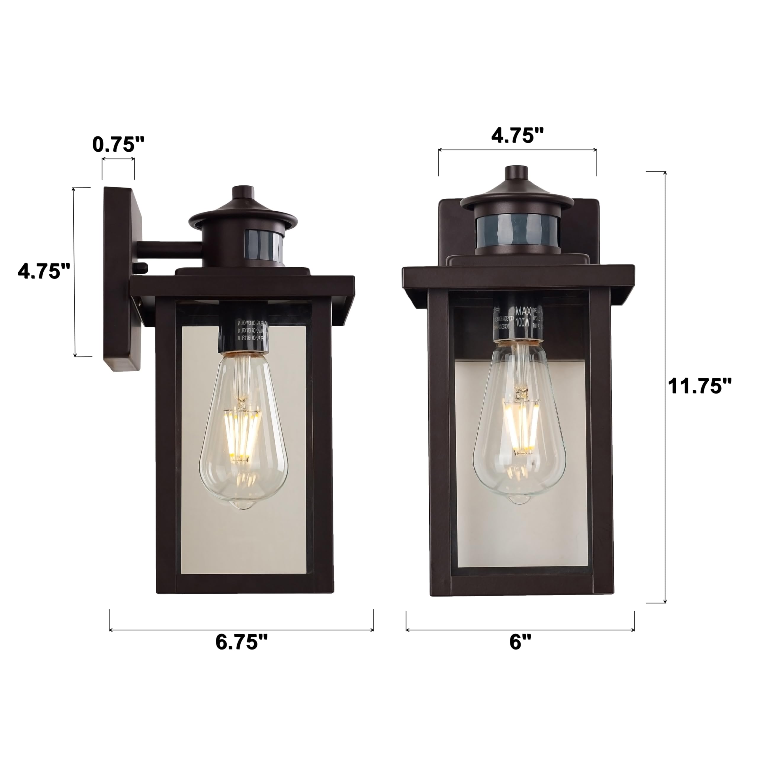 Oil Rubbed Bronze Exterior Wall Light Fixture, Outdoor Wall Lantern with Clear Water Glass, Outside Light for House Entryway Porch