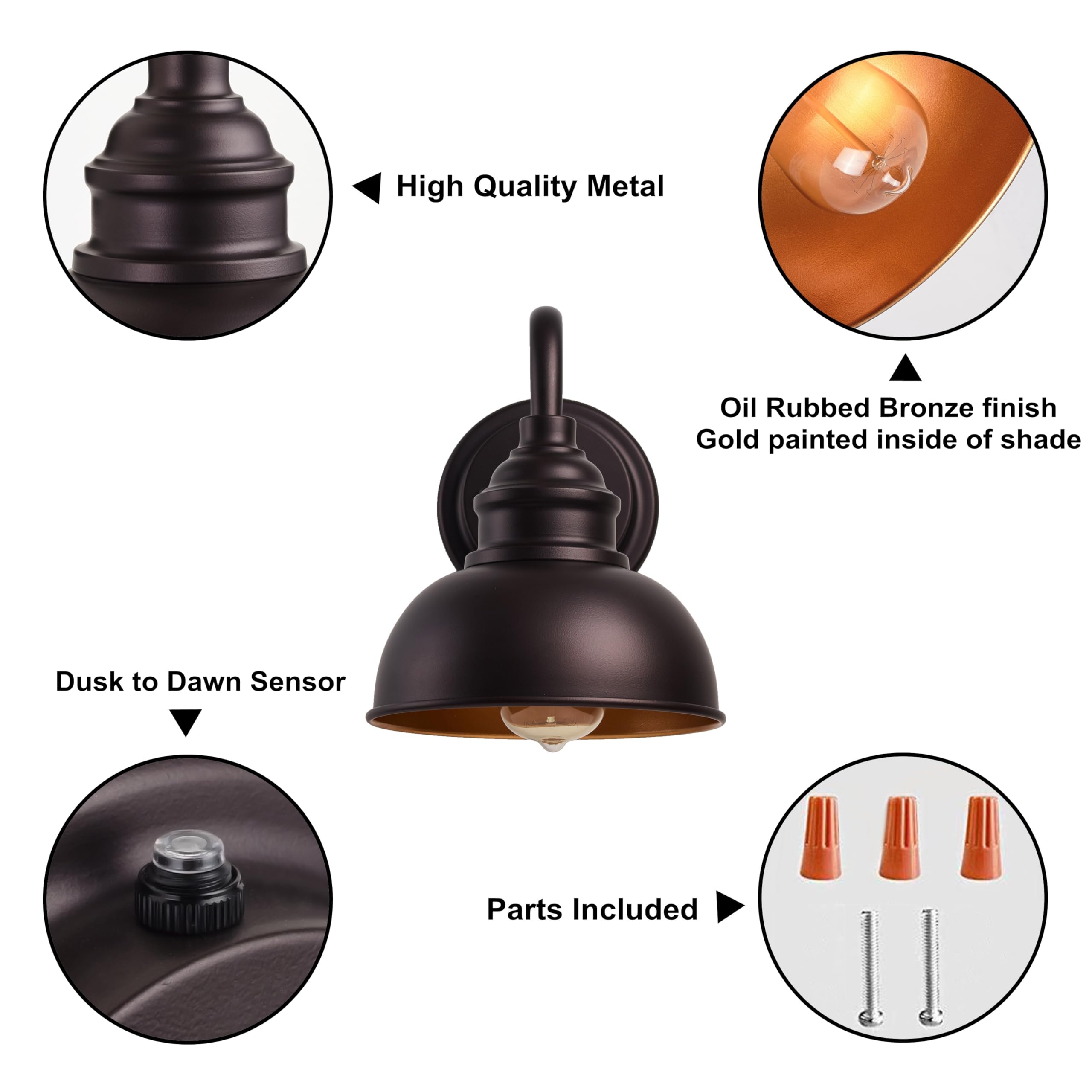 Oil Rubbed Bronze Exterior Wall Light Fixture, Outdoor Wall Lantern with Clear Water Glass, Outside Light for House Entryway Porch