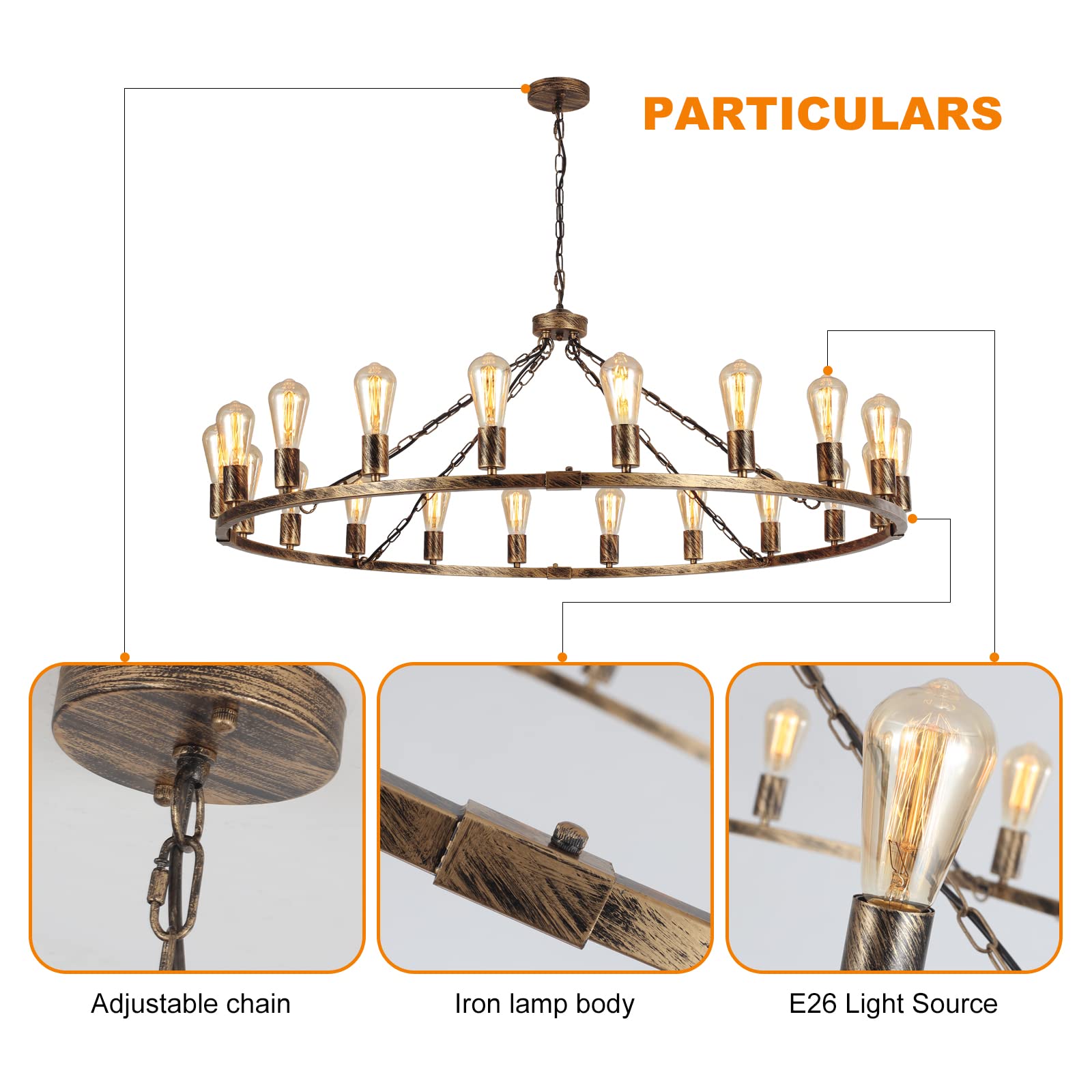 Modern Wooden Beads Dandelion Chandelier, Firework Pendant Lighting, 8-Lights Boho Hanging Light Fixture for Living Room Dining Room Bedroom Kitchen Foyer（Bulb is Included）