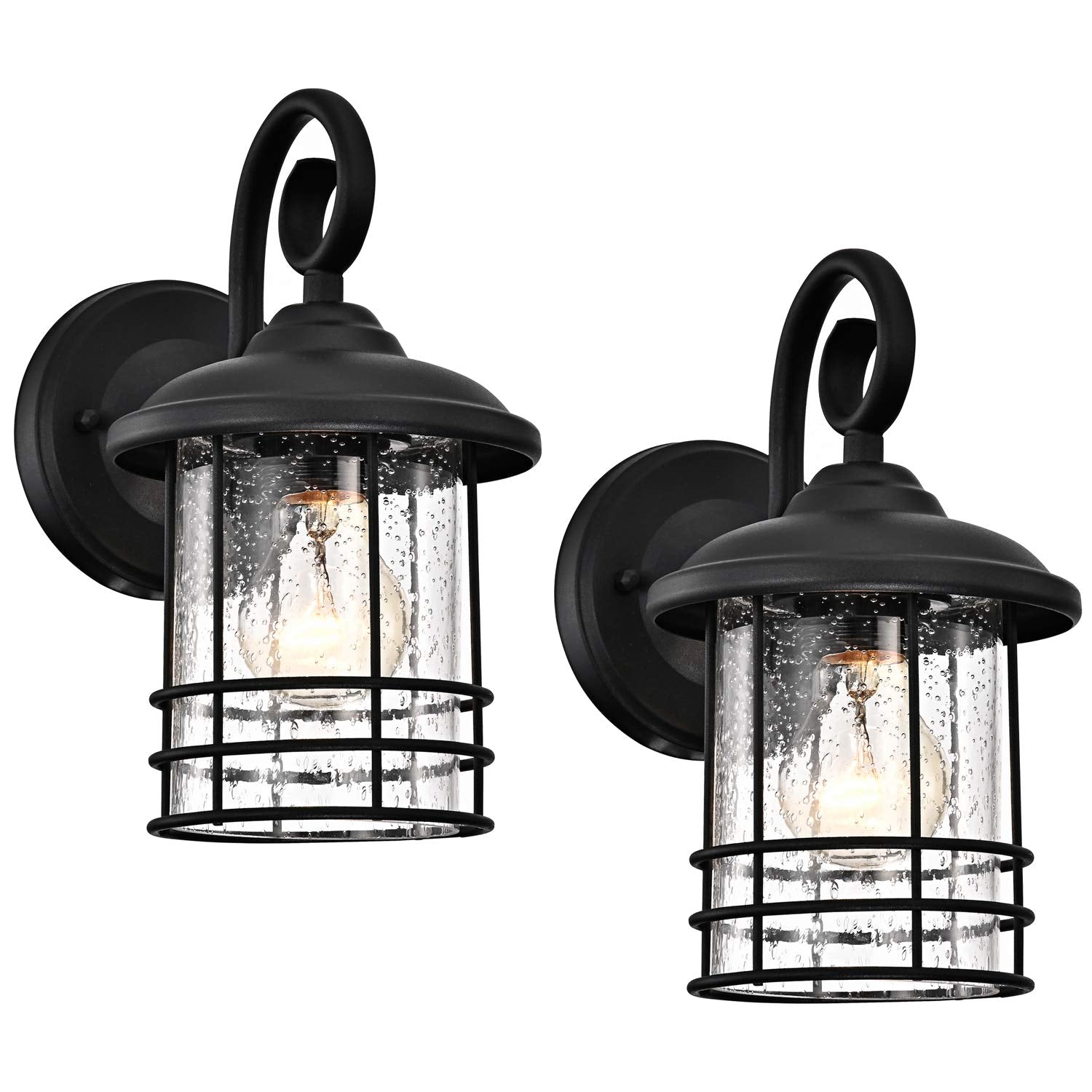 Outdoor Wall Sconce 2 Pack, 14.5 Inch Black Exterior Wall Mount Light Fixtures, Farmhouse Outside Lights for House, Garage, Porch, Patio, Yard, Hallway