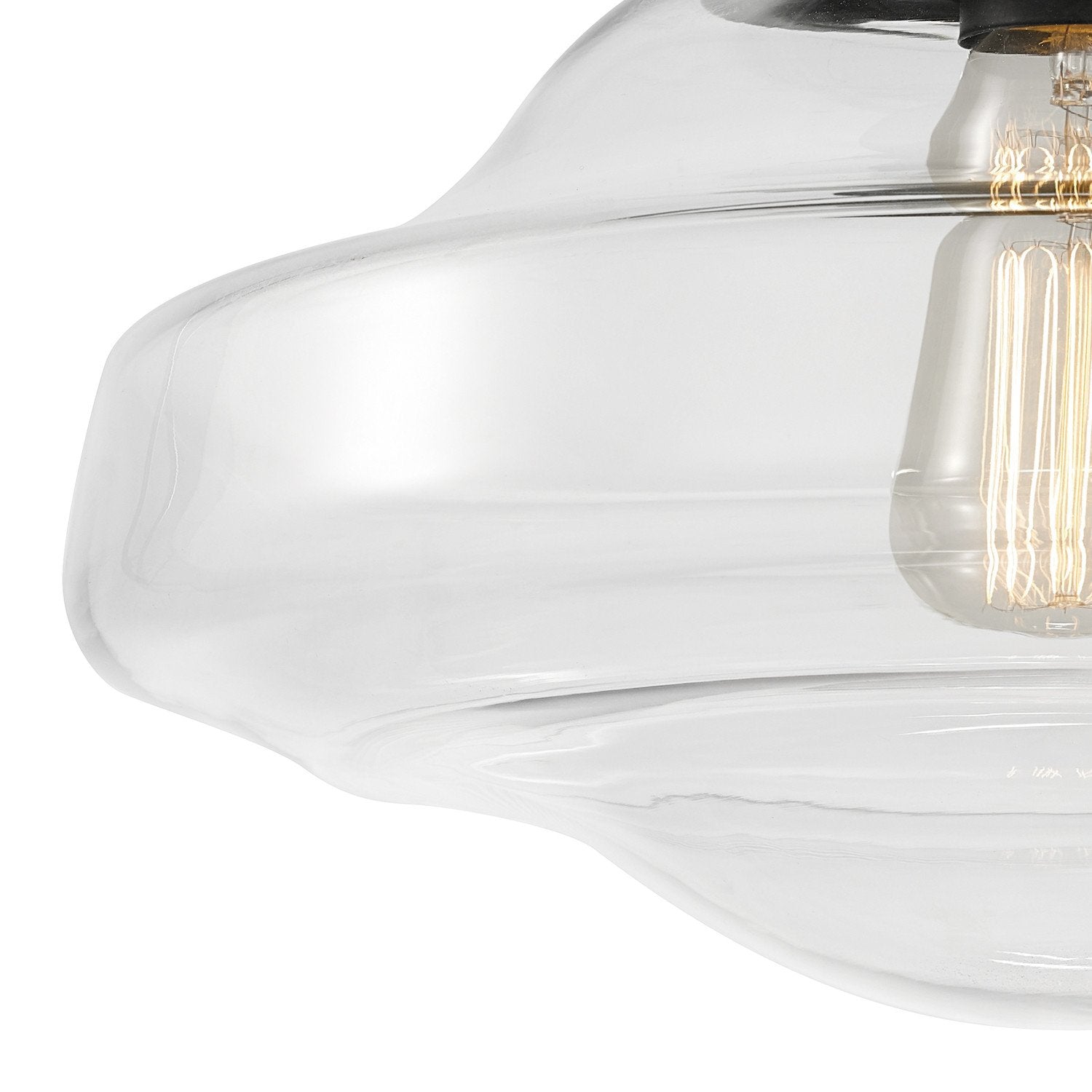 1-Light Semi-Flush Mount Ceiling Lighting, Matte Brass, Clear Glass Shade, Bulb Not Included