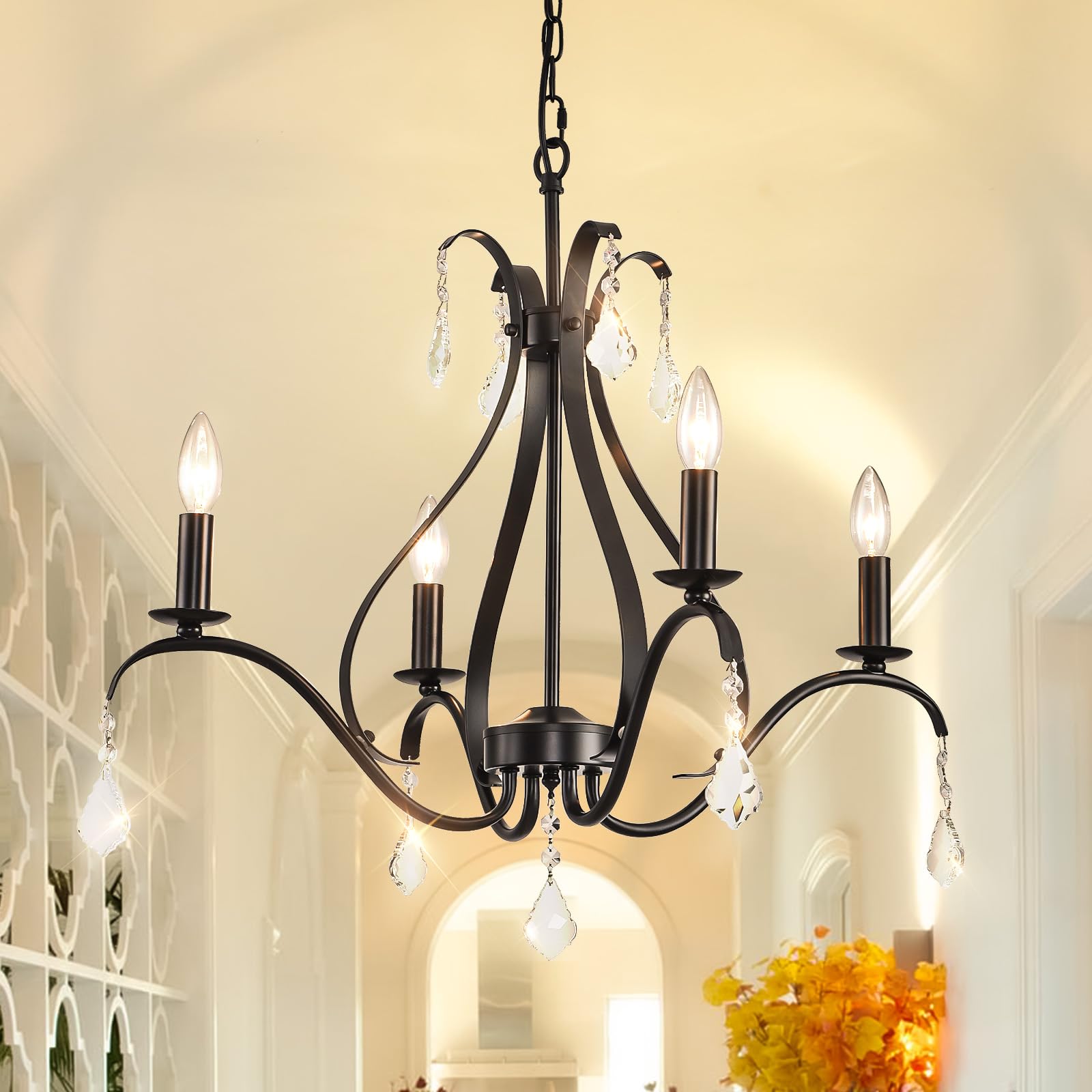 Gold Chandelier Light Fixtures Farmhouse: Modern Chandeliers for Dining Room, 8-Light Gold Crystal Chandelier, Foyer Chandeliers for High Ceilings, for Entryway,kitchen,Bedroom,Living Room,Staircase