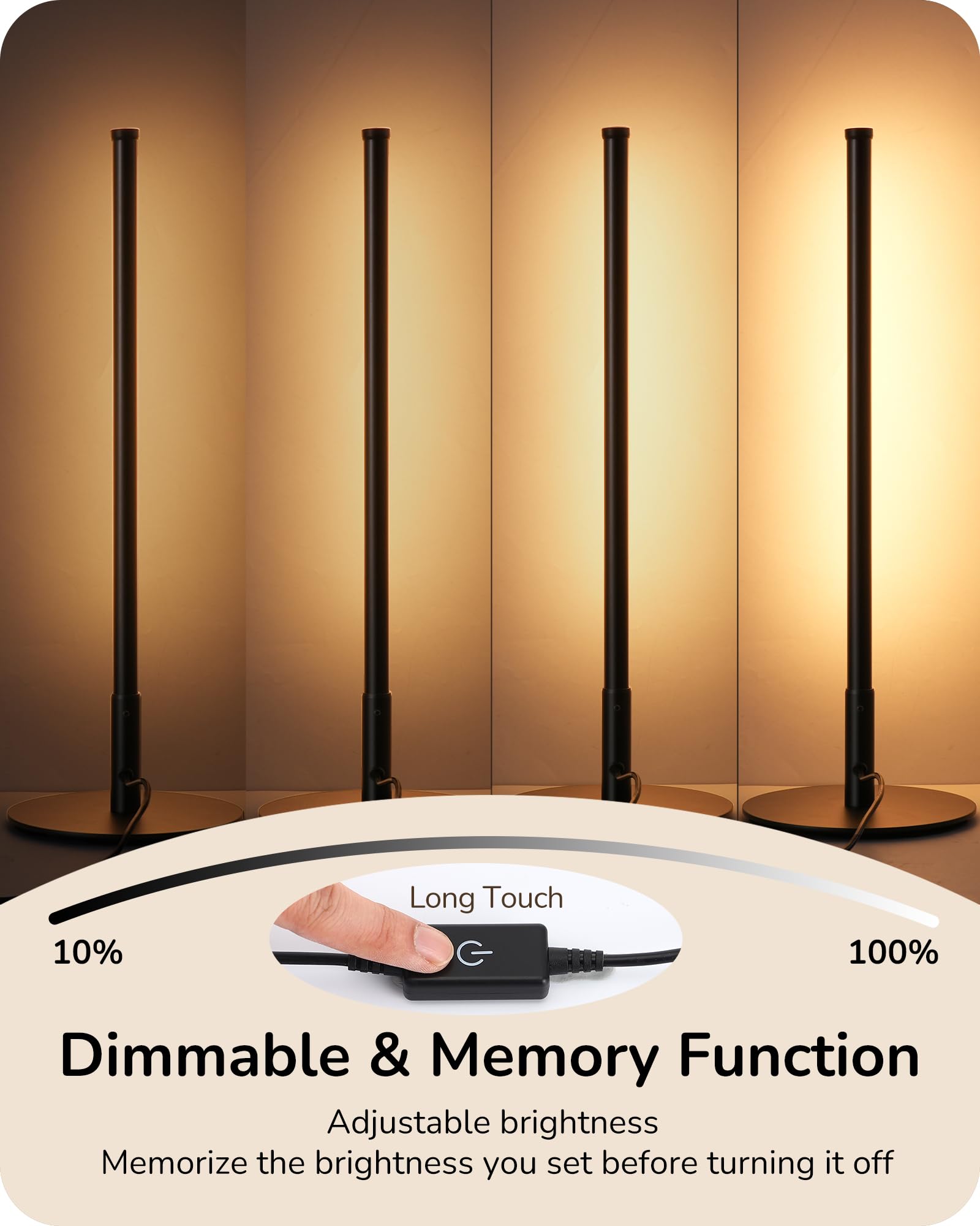 LED Table Lamp, Dimmable Bedside Lamp with 3 Colour Temperature, Touch Controller, Minimalist Lamp for Bedroom, Living Room, Corner Lighting, Gift, Reading, Metal Finish, Gold, 6W