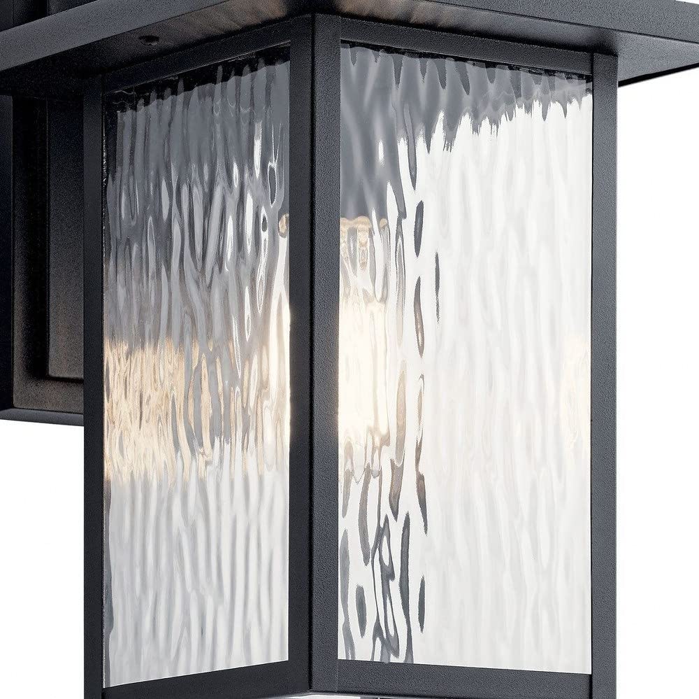 10.25" Outdoor Wall Light in Black, 1-Light Exterior Wall Sconce Porch Light with Clear Water Glass, (10.25" H x 6.5" W), 49924BKT