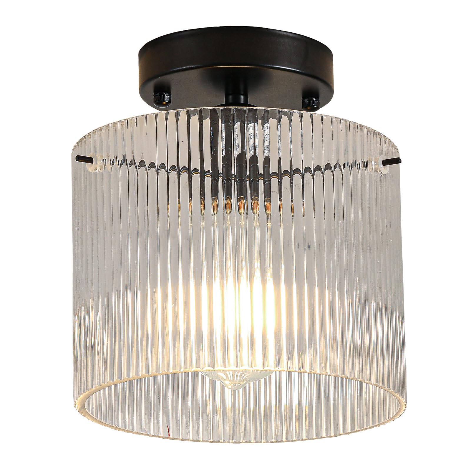 Modern Semi Flush Mount Ceiling Light, Industrial Clear Glass Ceiling Light Fixture, Crystal Ceiling Lamp, Modern Ceiling Lamps, Farmhouse Light for Entryway Hallway Kitchen Dining Room