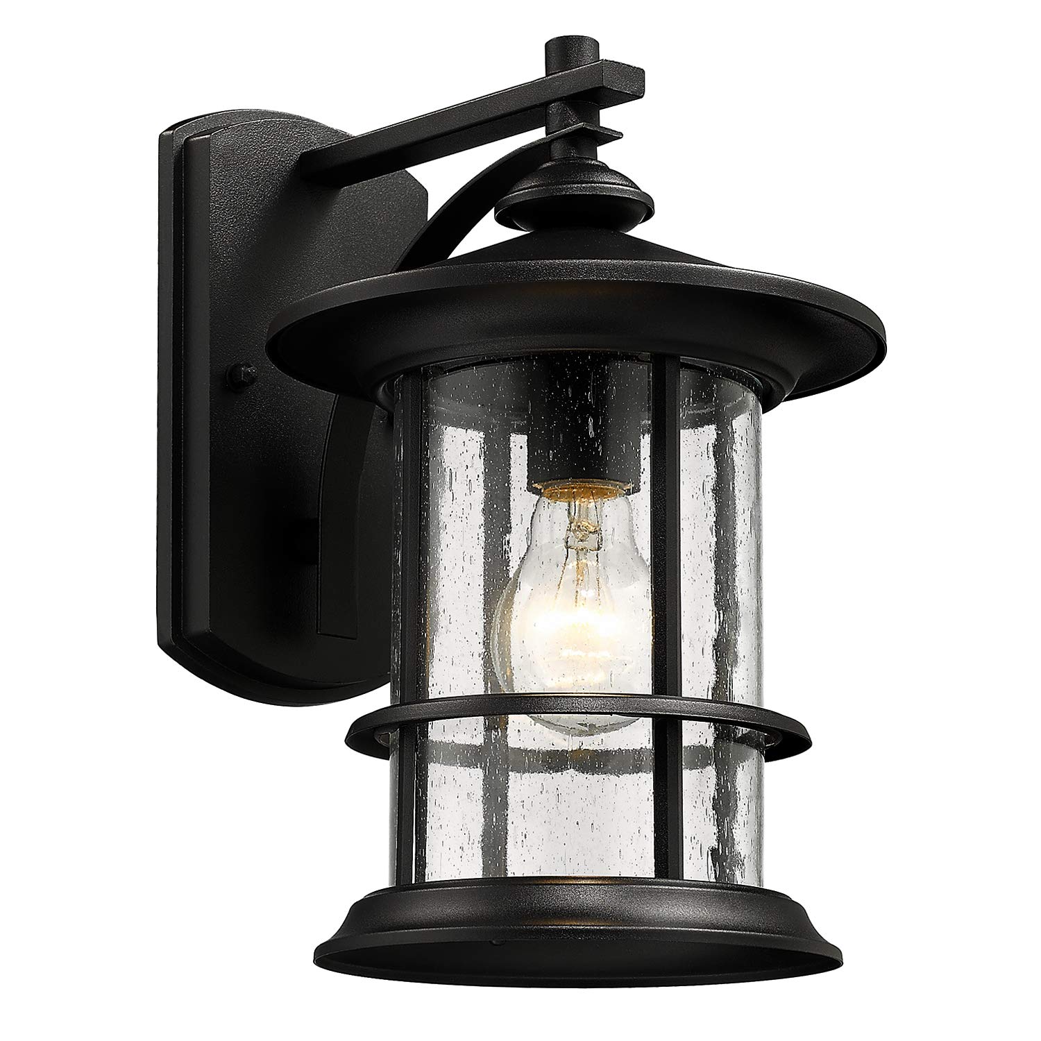 Oil Rubbed Bronze Outdoor Light Sconces Wall Mount, Clear Seedy Glass Large Exterior Porch Wall Lantern, 12.5" Outside Lights for House, Front Porch, Patio, Backyard