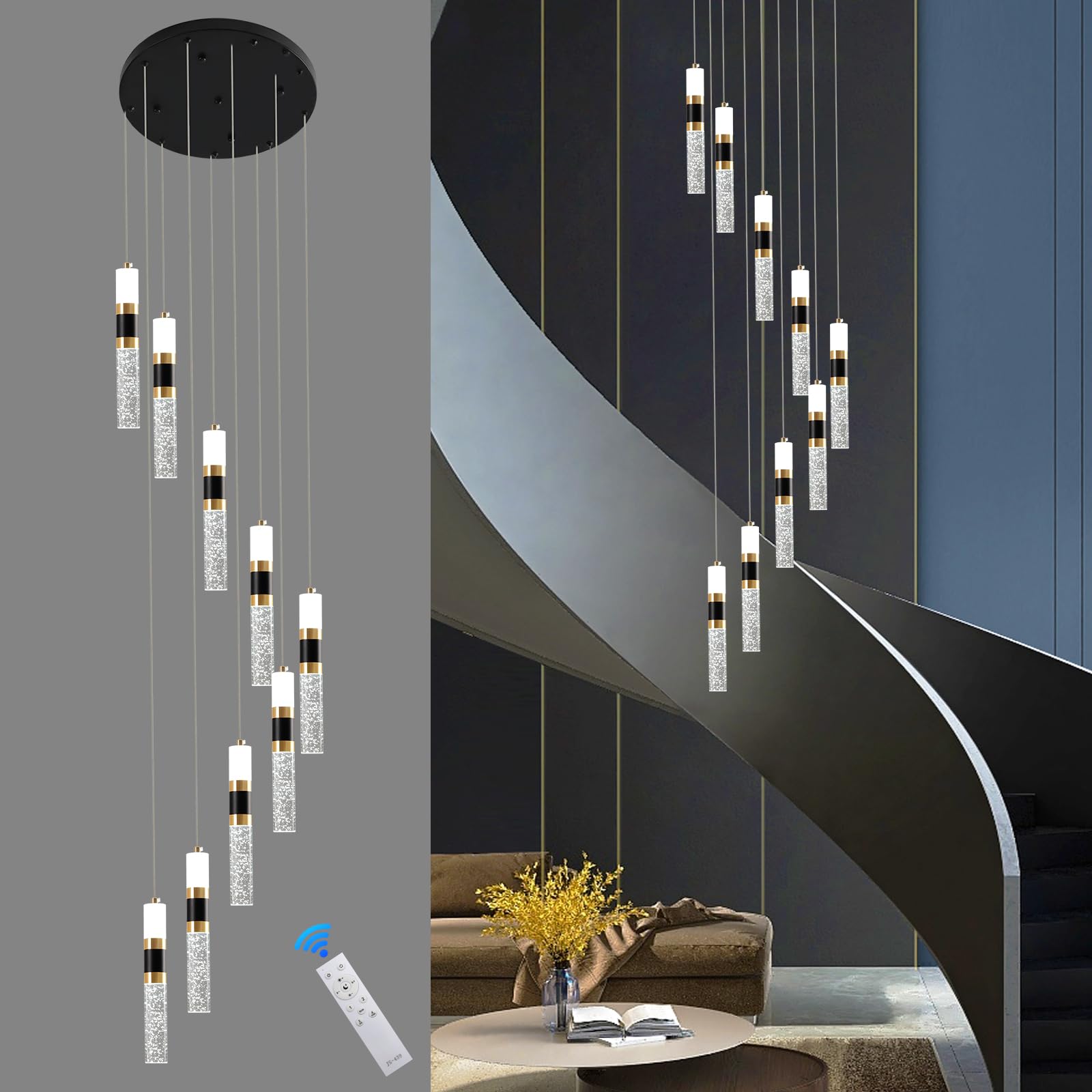 3-Light LED Pendant Lights Kitchen Island, 3-Light Cluster Pendant Lighting, Dimmable LED Modern Pendant Lights Kitchen Island, Pendant Lighting for Dining Room Table