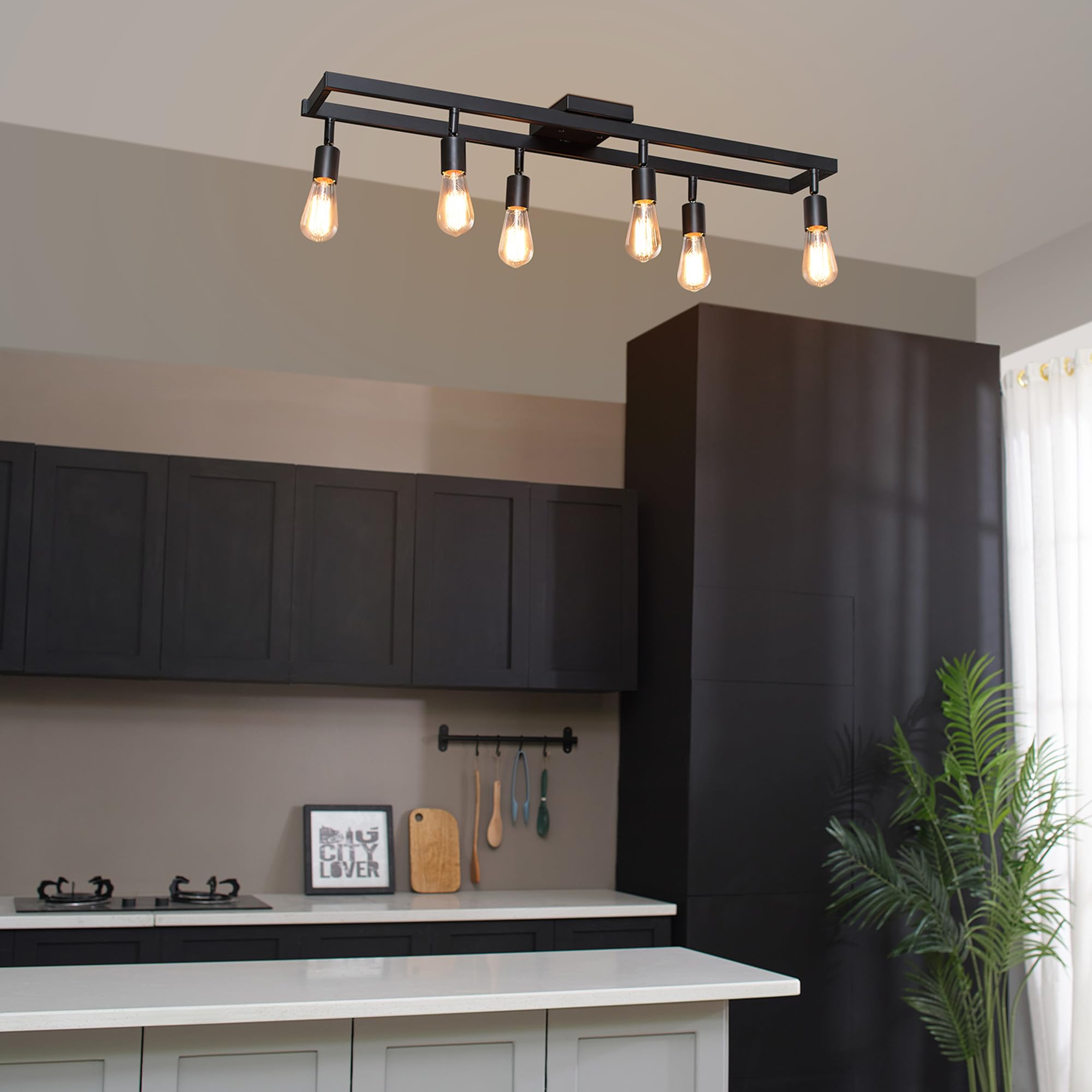 6-Light Track Lighting, Matte Black, Bulb Not Included