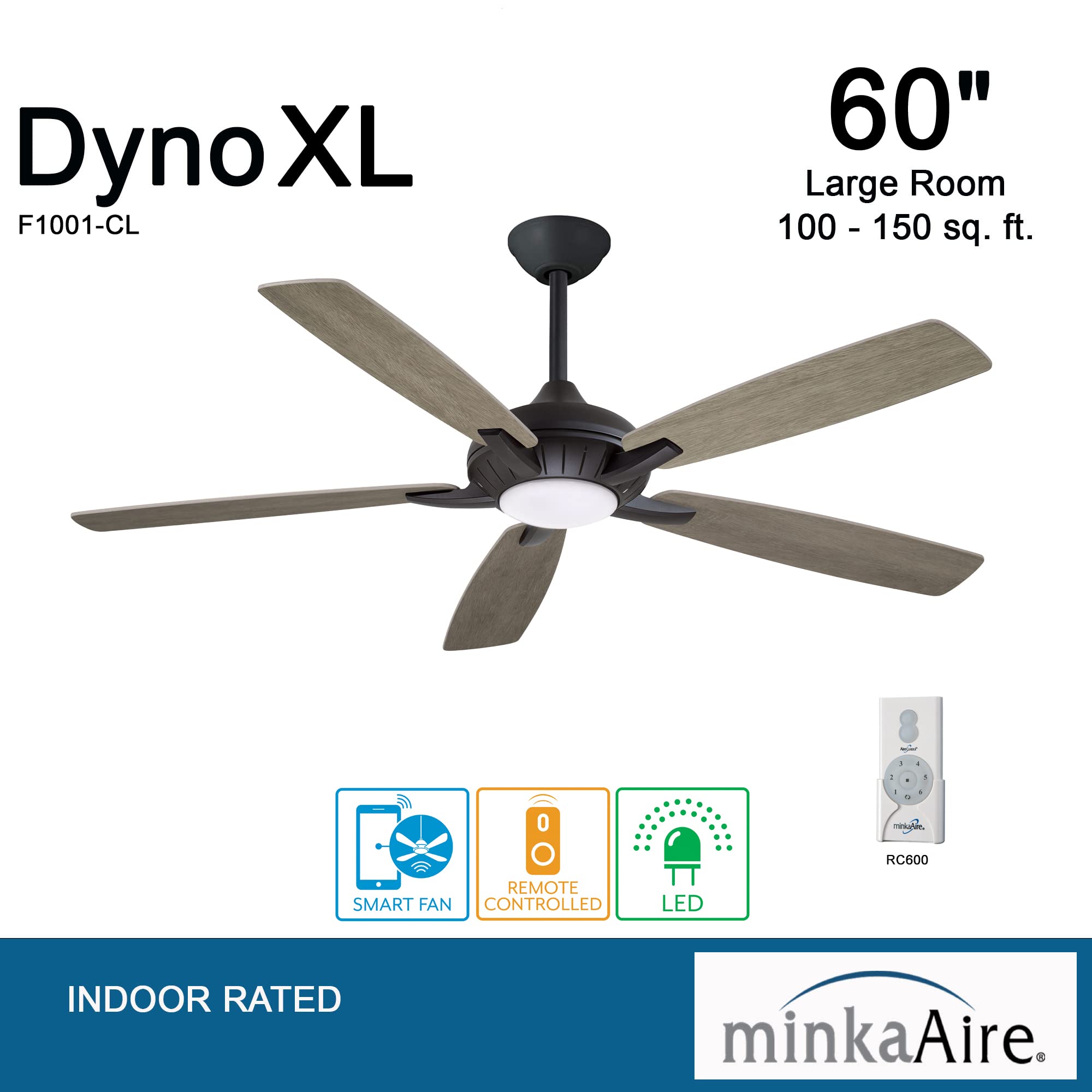 60" Ceiling Fan with LED Light & Remote, Oil Rubbed Bronze