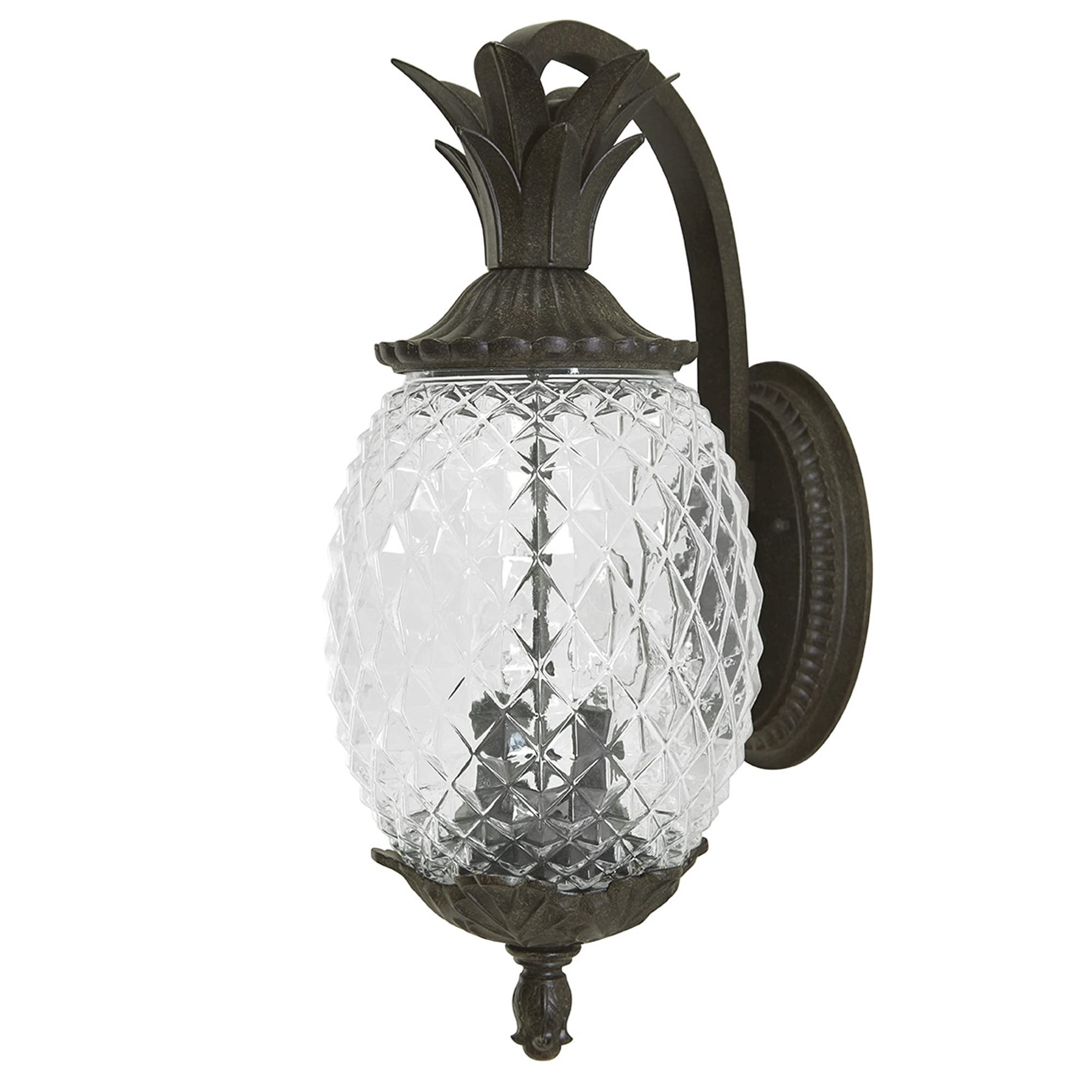 Large Outdoor Hanging Pineapple Dimmable Lantern | Durable Anti-Rust Cast Aluminum | Three Light in Black Coral | Showcases Style and Hospitality