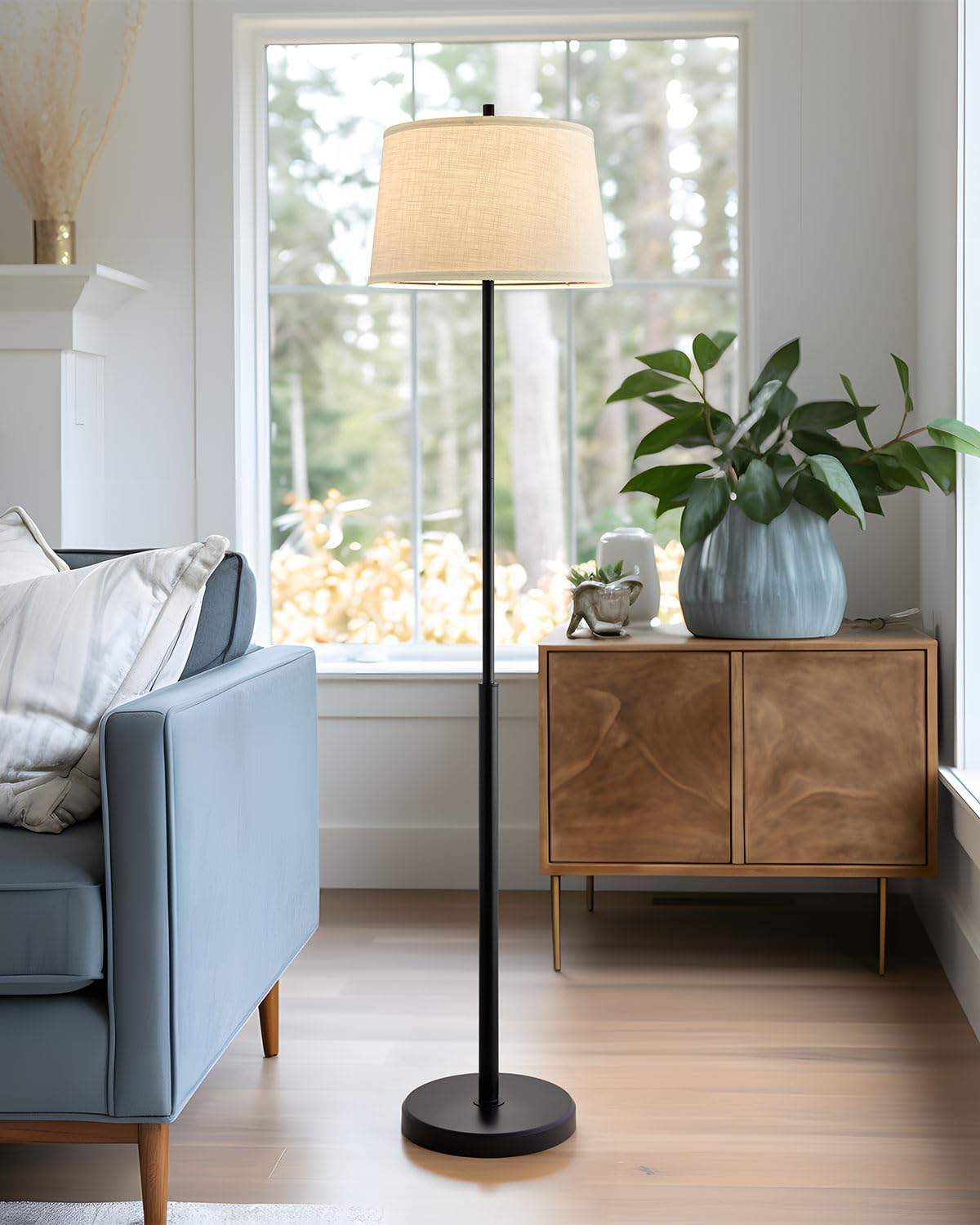 Oneach 61.75" Modern Floor Lamp for Living Room Tall Lamp for Bedroom Gold Floor Lamp with Rotary Switch Industrial Standing Lamp Floor Lamp for Nursery Study Room Office