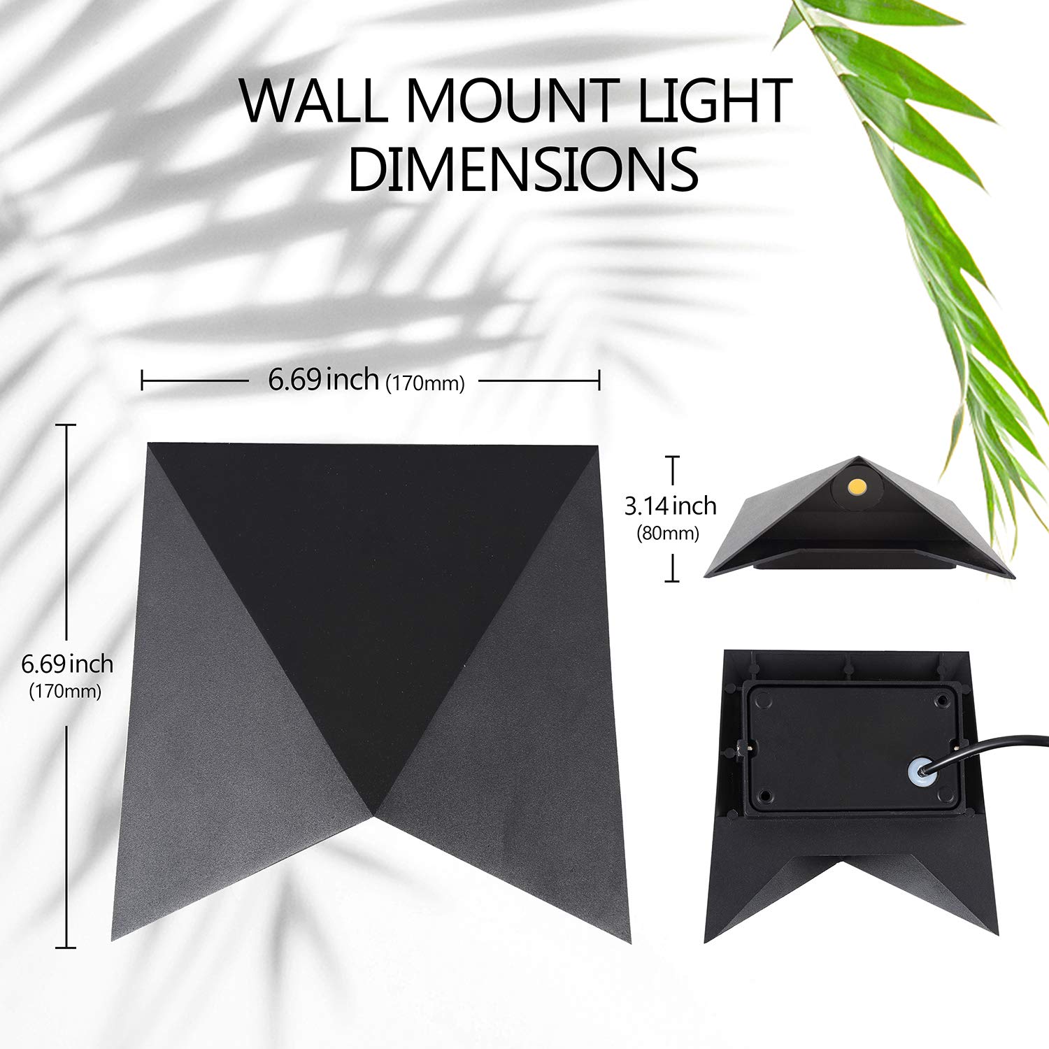 LANFU 10W 3000K Dovetail Indoor Outdoor IP44 Waterproof Wall Lights White Modern Wall Sconce LED Lighting Fixture Outside for Patio House(Warm Light)