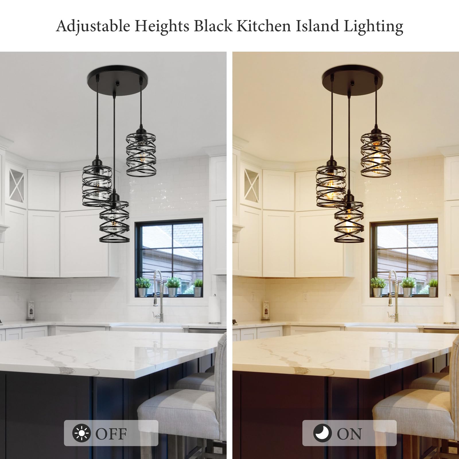 Brushed Nickel Pendant Lights for Kitchen Island, 5-Light Chandelier for Dining Room, Hanging Linear Chandeliers, Modern Dining Room Light Fixtures Pendant Light with Clear Glass Shades