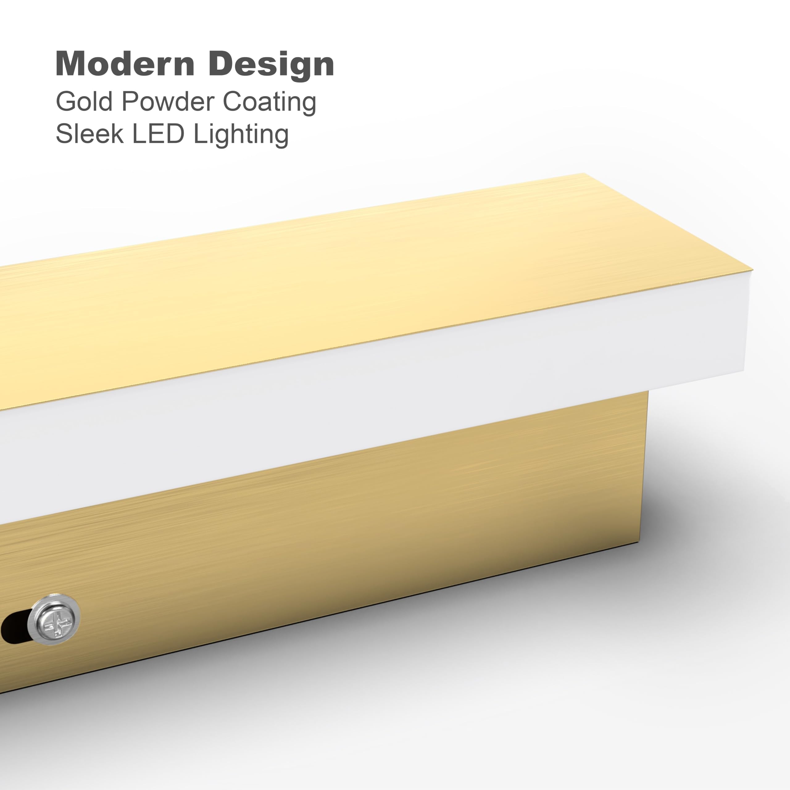 - 24 Inches Modern Outdoor Light Fixture - Rectangular Exterior Light Fixture - 19W 3000K - IP65 Anti Rust - Gold