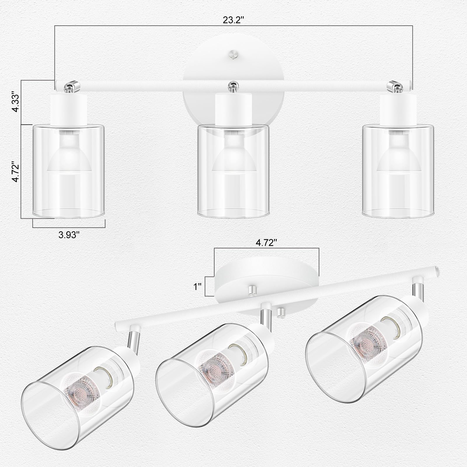 4 Light Led Track Light,Glass Lightshade Track Lighting Kits,4 Way Modern Ceiling Spot Lights for Kitchen,Dining Room,Bedroom,Hallway,Flexibly Rotatable Light Head,Black,Not GU10 Bulb