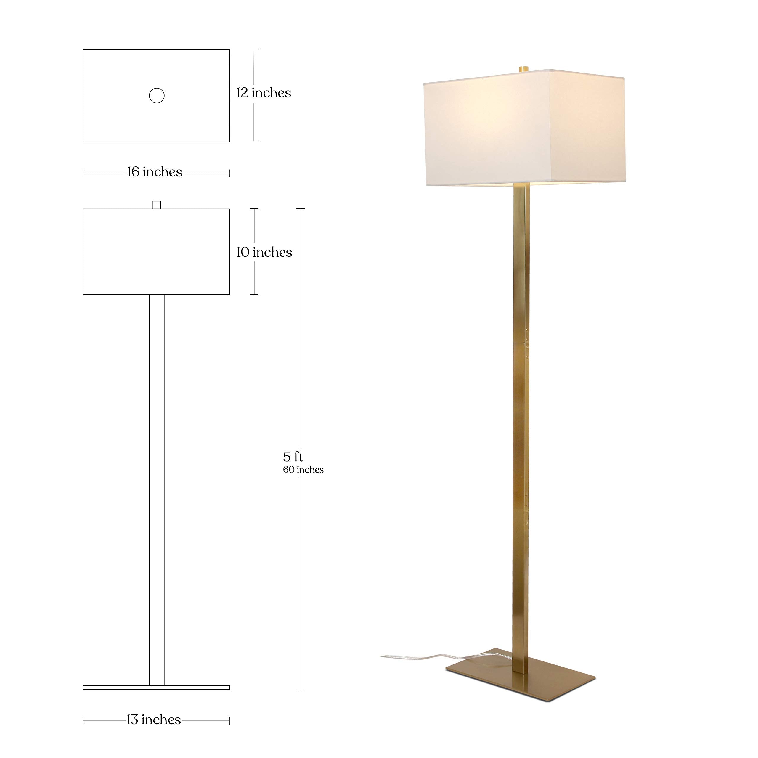 Mid-Century Modern Standing Lamp, Contemporary Lamp for Living Rooms & Offices, LED Floor Lamp for Reading and Work, Excellent Tall Lamp with Heavy Base for Living Room Décor - Brass