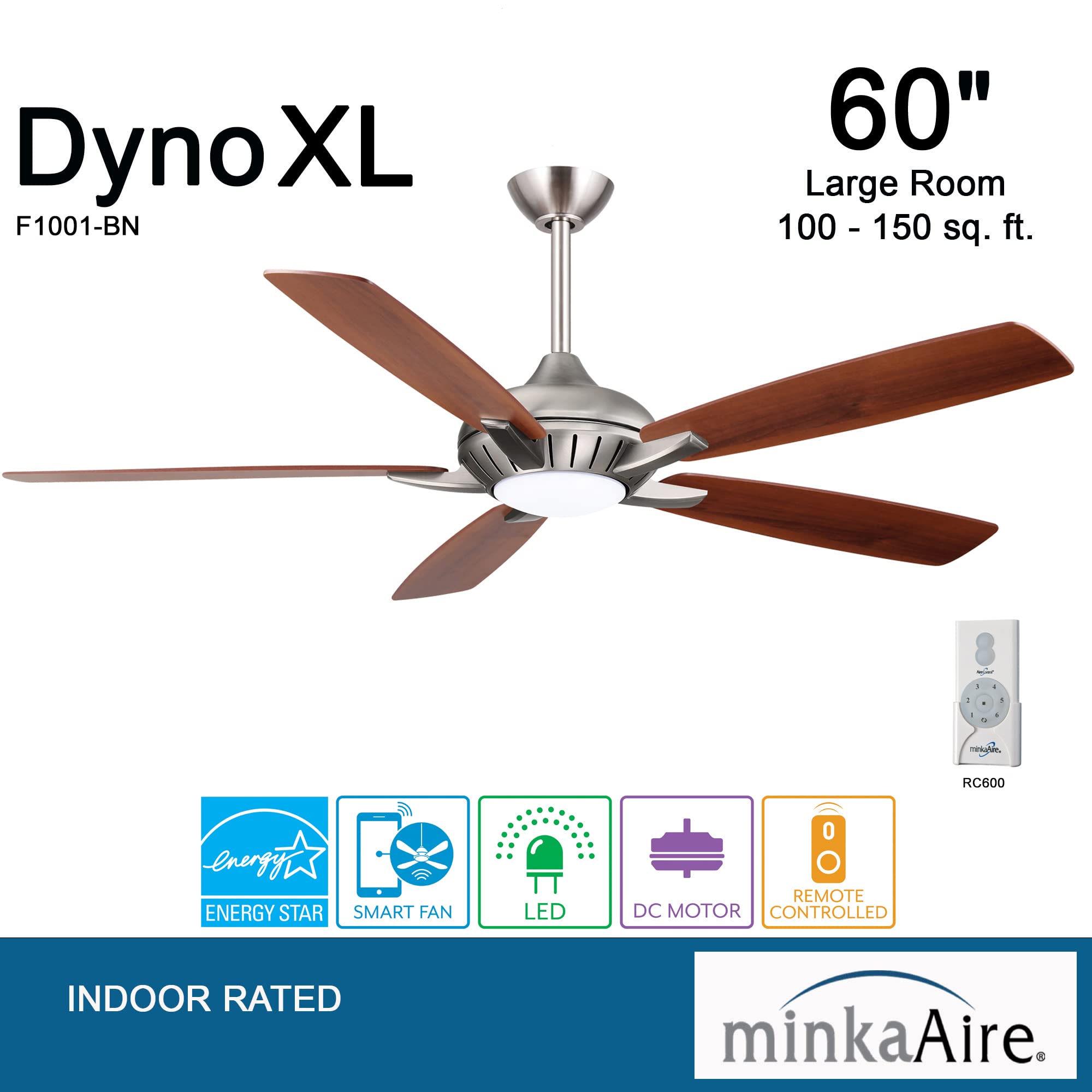 60" Ceiling Fan with LED Light & Remote, Oil Rubbed Bronze