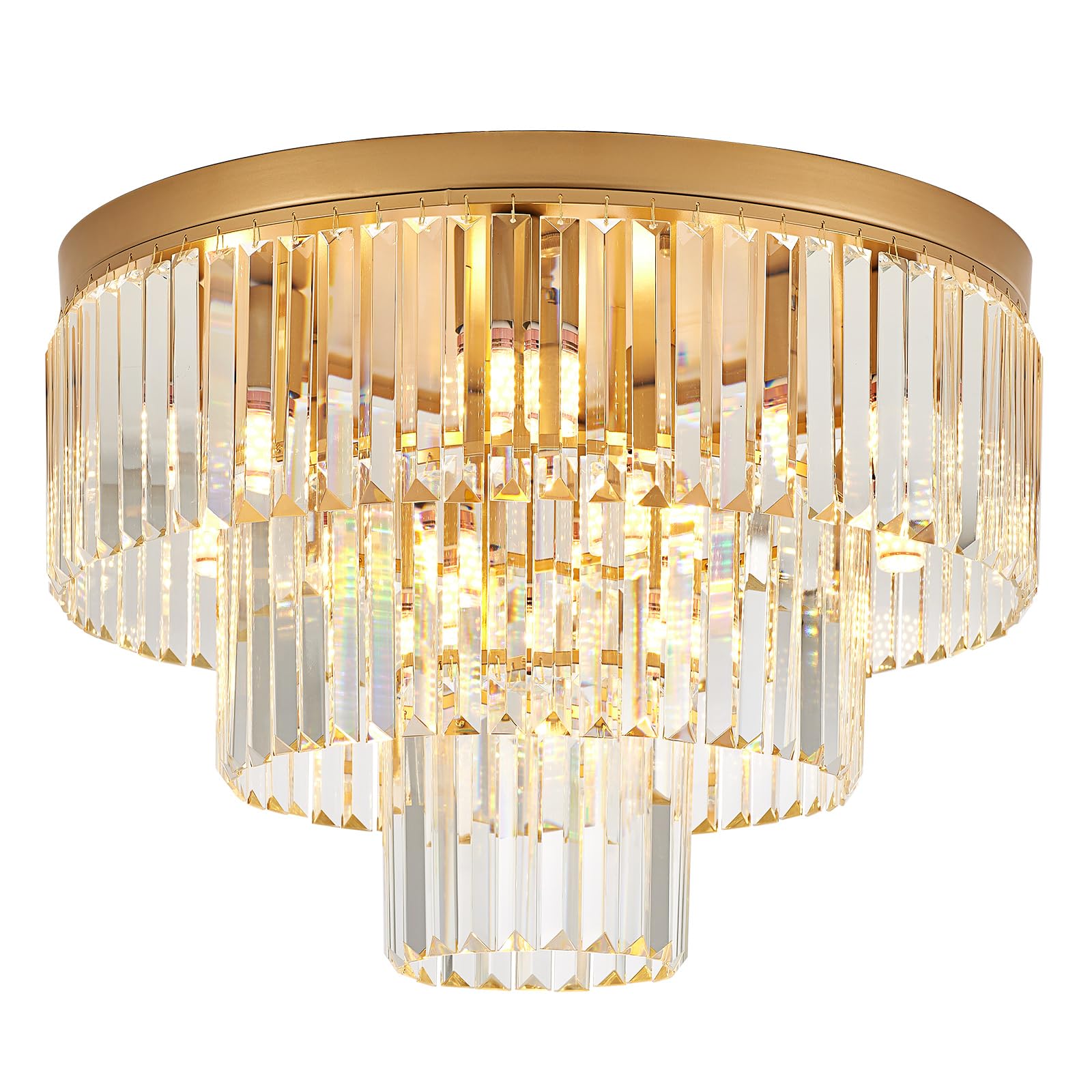 Gold Crystal Pendant Light Mini Modern Luxury Crystal Pendant Light Perfect for Dining Room, Bedroom, Kitchen, Living Room 3-Pack