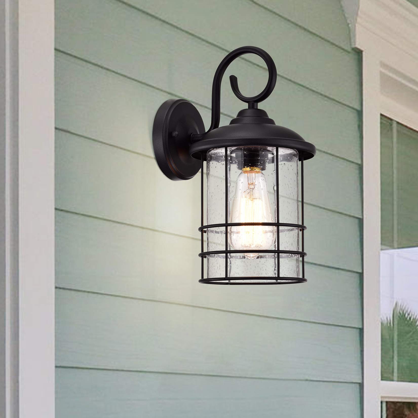 Outdoor Wall Sconce 2 Pack, 14.5 Inch Black Exterior Wall Mount Light Fixtures, Farmhouse Outside Lights for House, Garage, Porch, Patio, Yard, Hallway