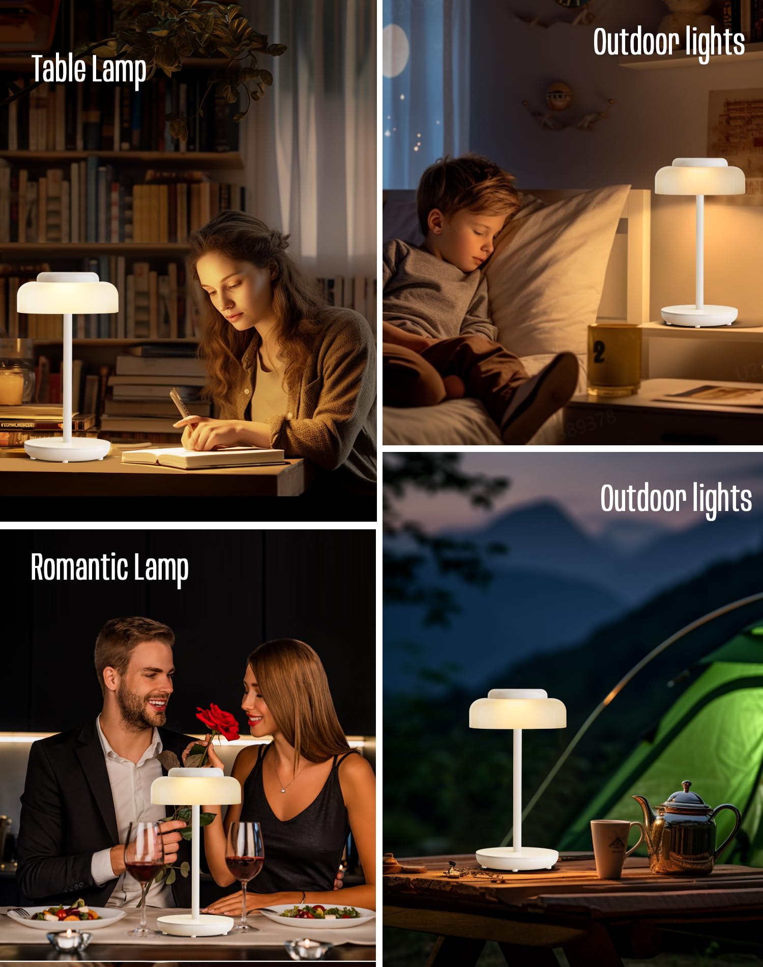 Battery Operated LED Table Lamp, 5000mAh Waterproof Cordless Desk Lamp with 3 Level Brightness Touch Control, Mini Rechargeable Night Light for Living Room, Bedroom, Outdoor bar (Black)