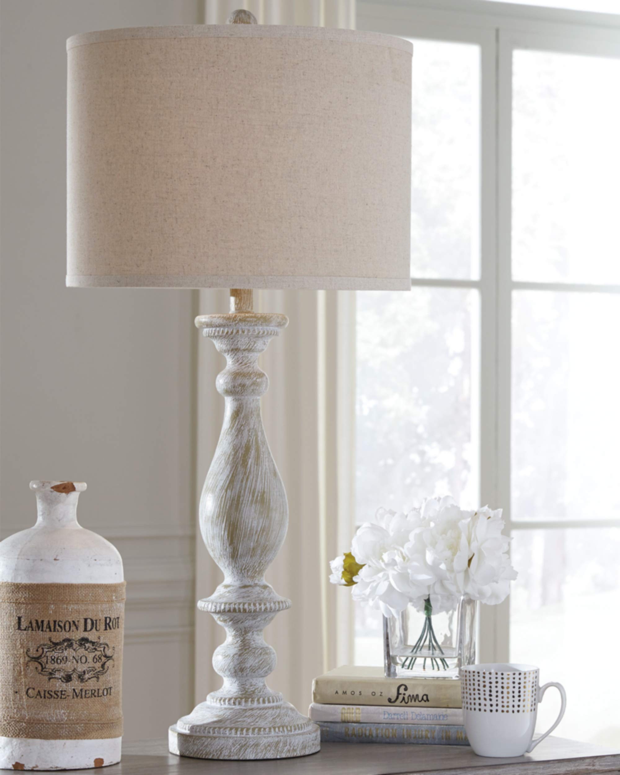 Cottage 61" Candlestick Design Floor Lamp, Whitewash