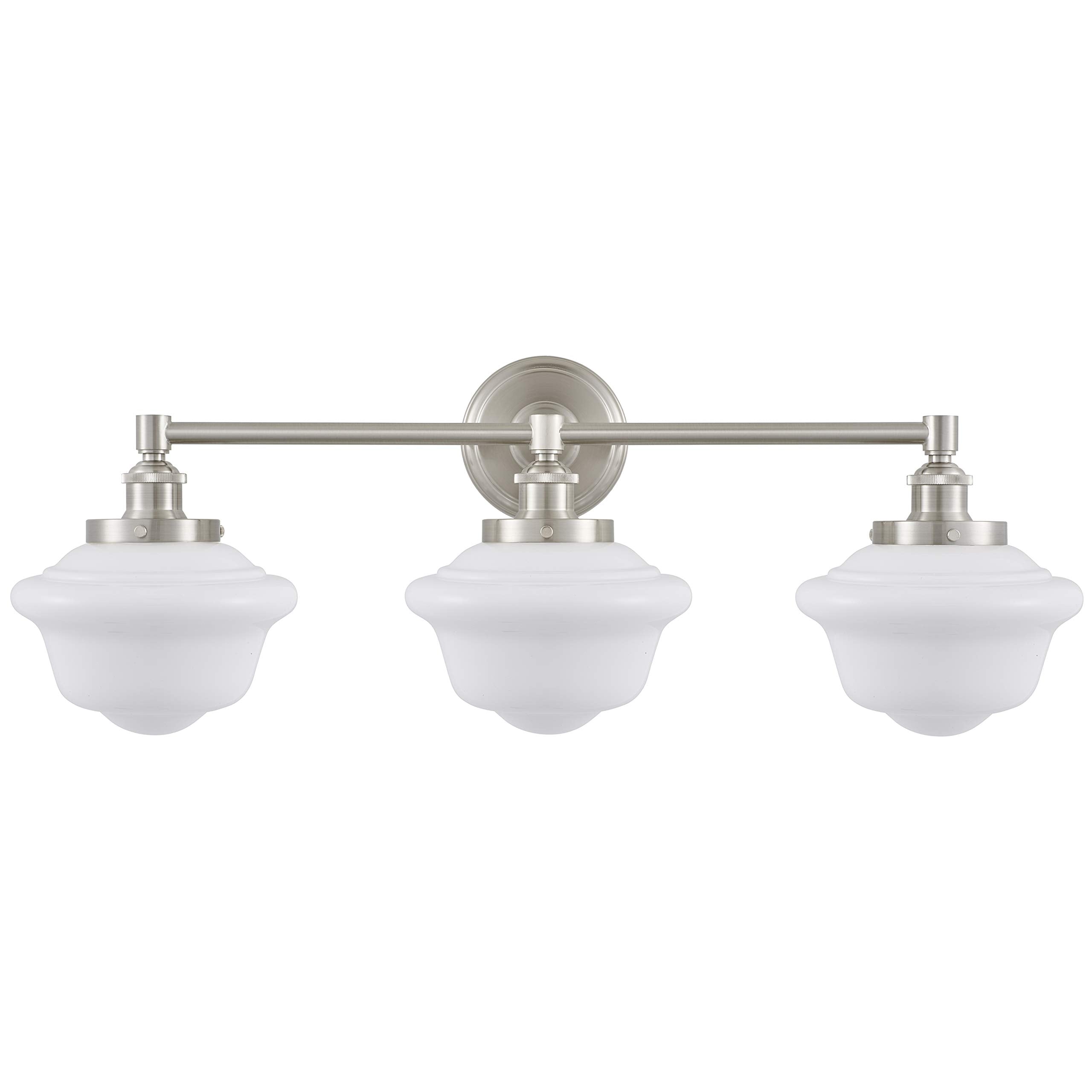 Farmhouse Brushed Nickel Bathroom Light Fixtures Over Mirror 2-Light Bathroom Vanity Light Fixture Milk Glass Shades Modern Vanity Lights, UL Listed