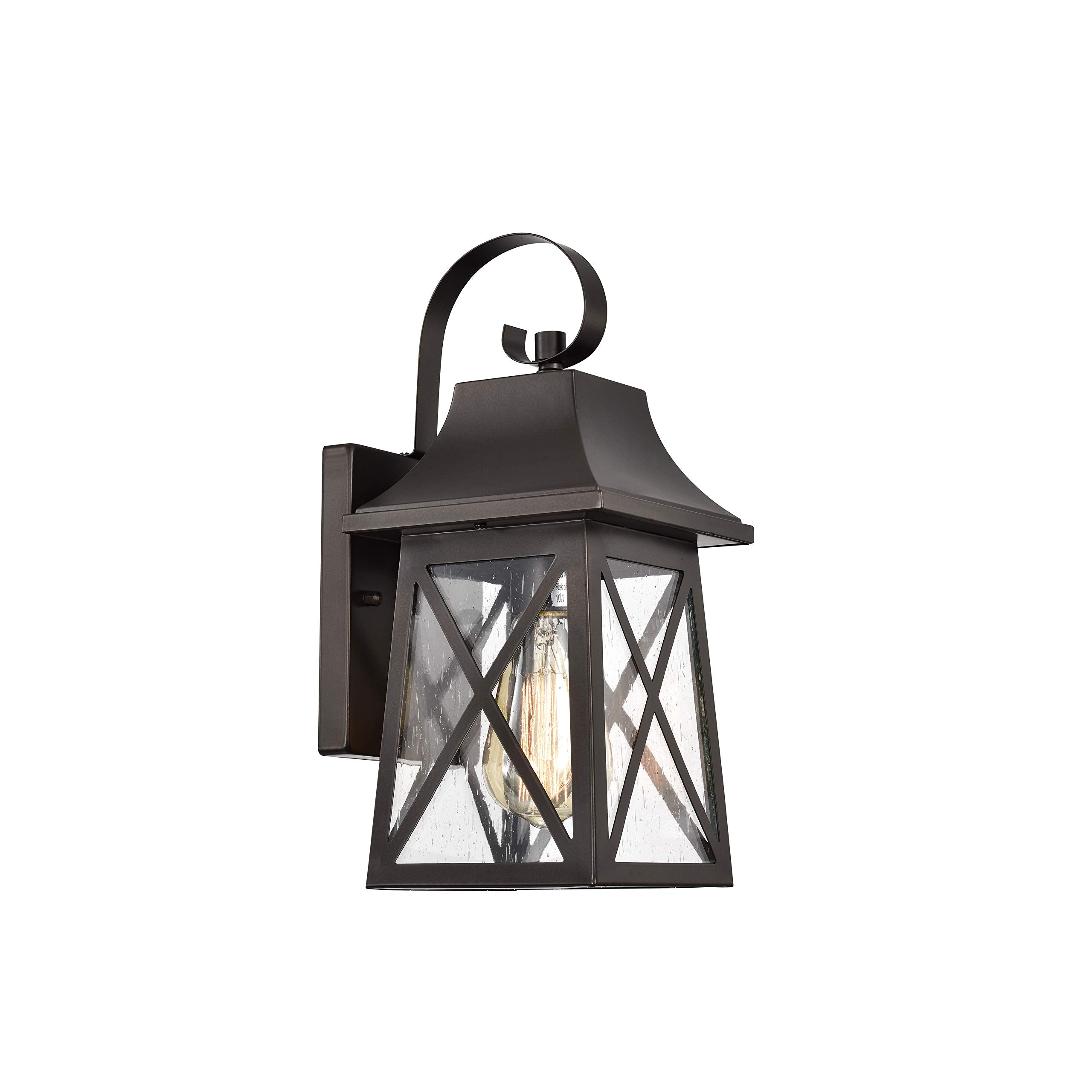 Porch Light Fixture, Oil Rubbed Bronze Outdoor Wall Sconce,13.25" Farmhouse Porch Light with Clear Seedy Glass for Garage, Patio, Porch, Doorway, Entryway.