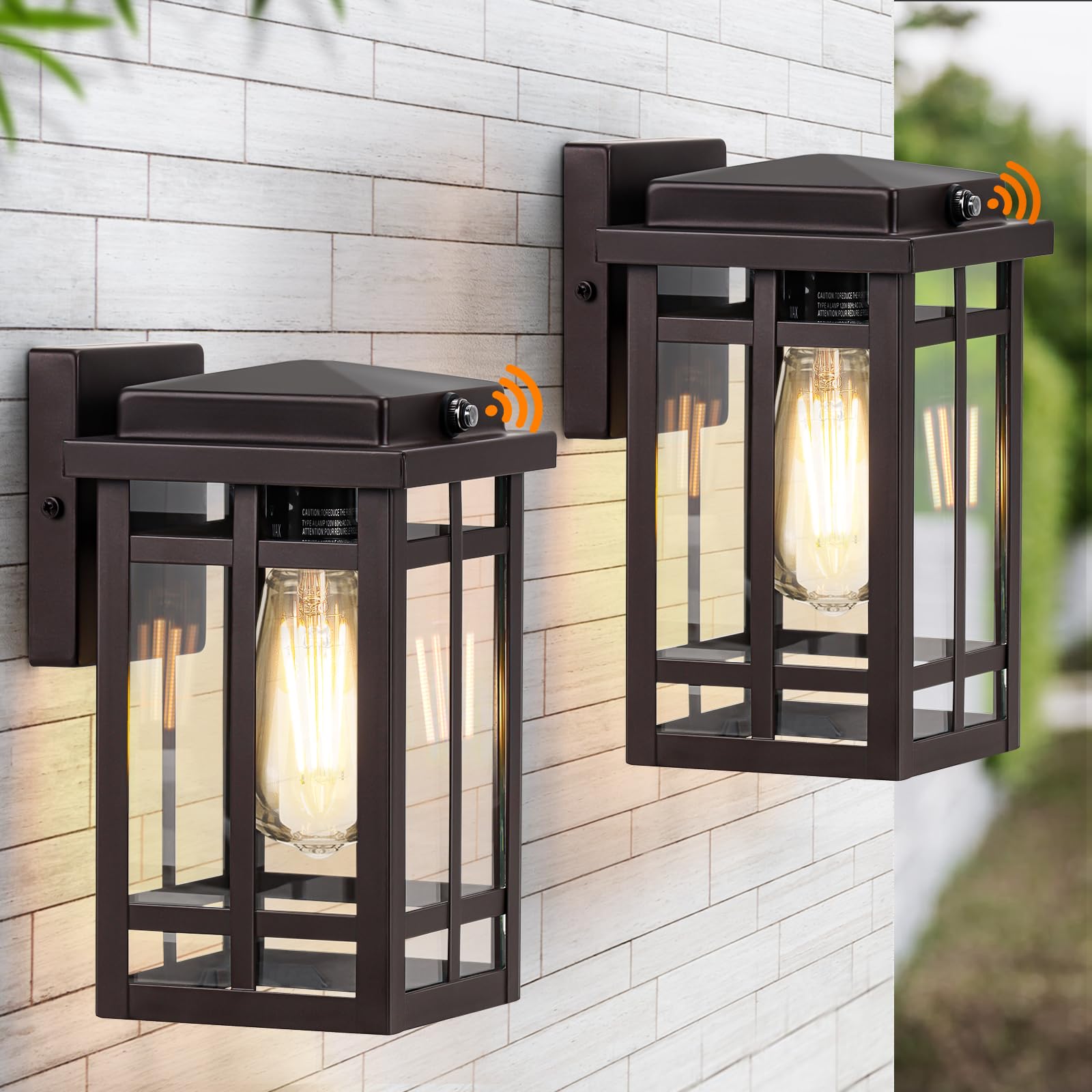 Outdoor Wall Light Fixtures 9.76'', Waterproof Porch Lights Wall Lanterns, Exterior Modern Matte Black Wall Mount Lighting, Anti-Rust E26 Socket Wall Scones for Front Door Garage, 2 Pack