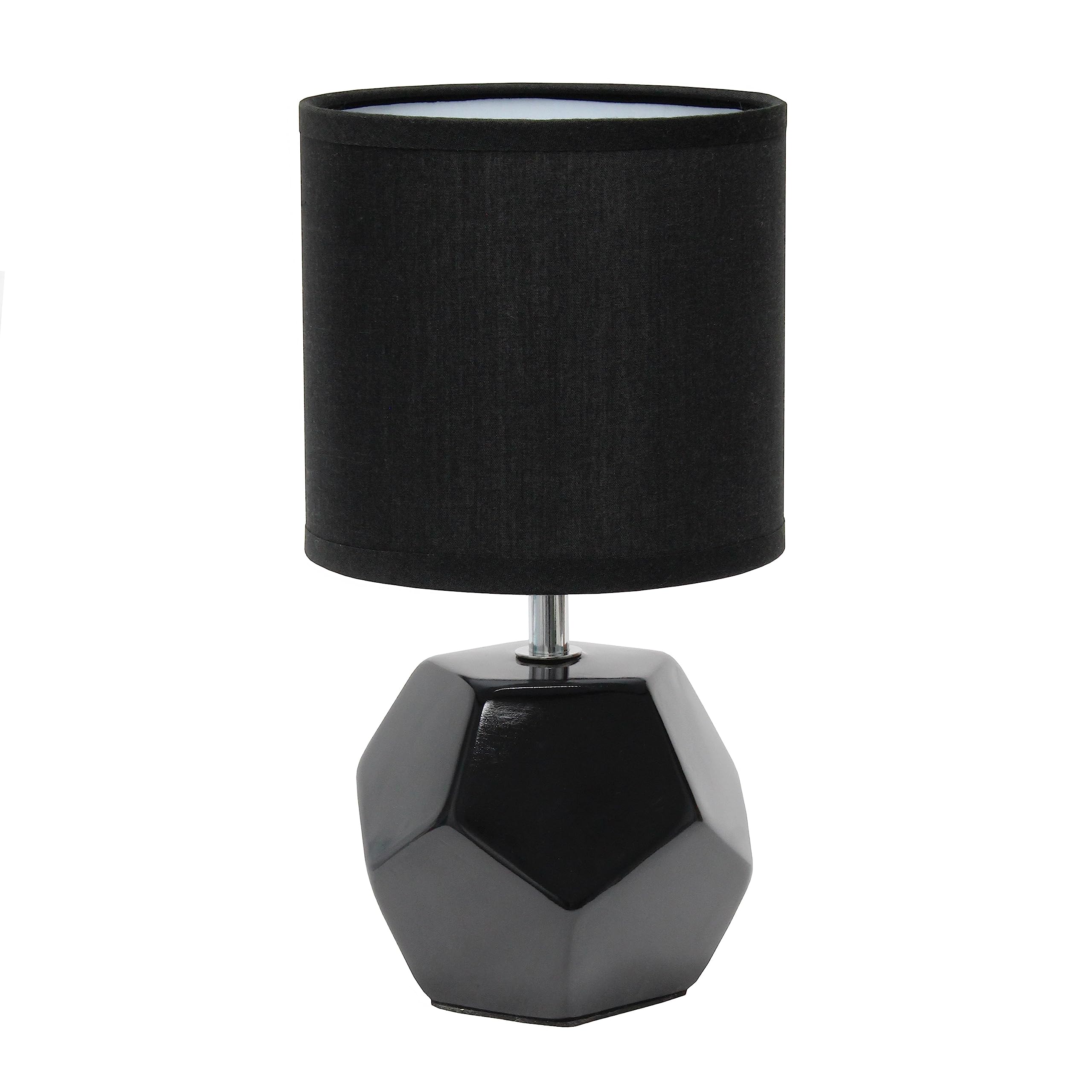 Round Prism Mini Table Lamp with Matching Fabric Shade, Gray