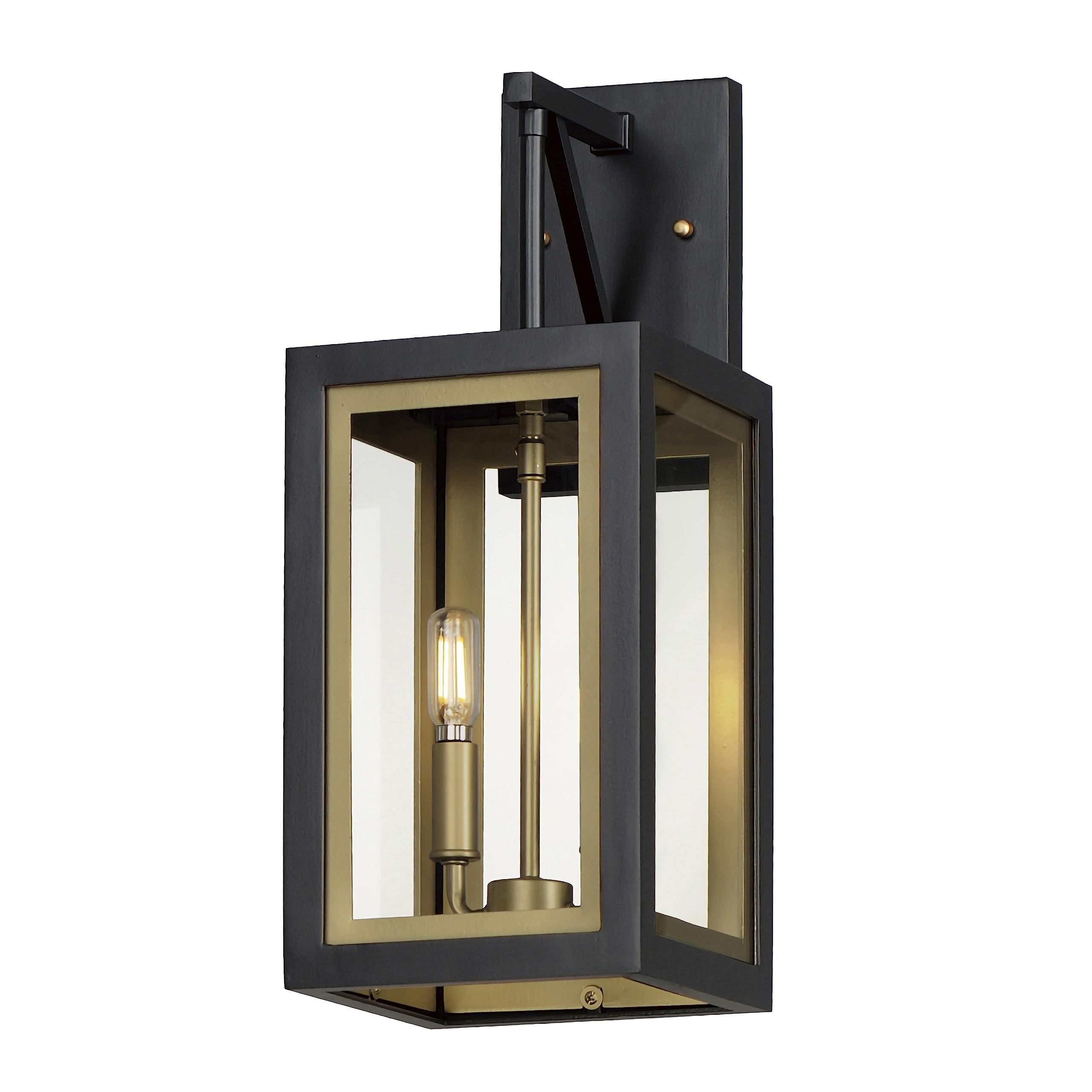 Lighting 30054CLBKGLD I Neoclass Collection 18 Inch Two Light Outdoor Wall Sconce I Black & Gold Finish I Modern Contemporary Light Fixture I