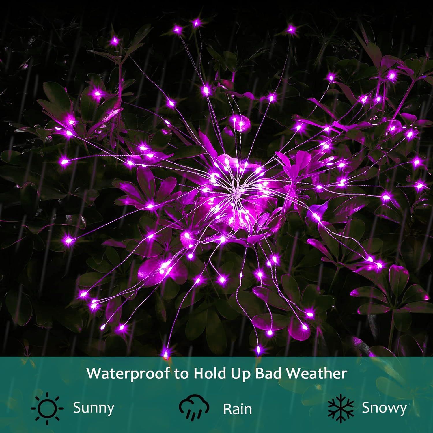 Solar Firework Lights, 2 Pack 120 LEDs 2 Lighting Modes Outdoor Waterproof for Garden Patio Walkway Pathway Party Wedding Christmas Decorative - Cool White