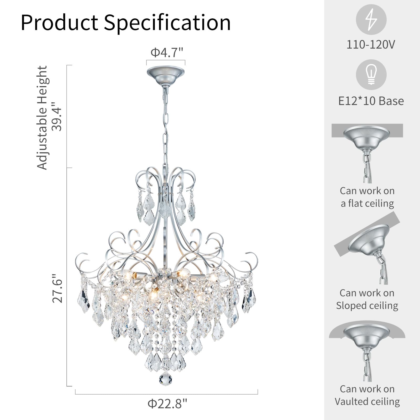 Crystal Chandelier Flushmount Ceiling Light Modern Lighting Fixture for Bedroom Hallway Bar Kitchen Bathroom, H 17.5'' x W 19.3'', E12 Base, Gold